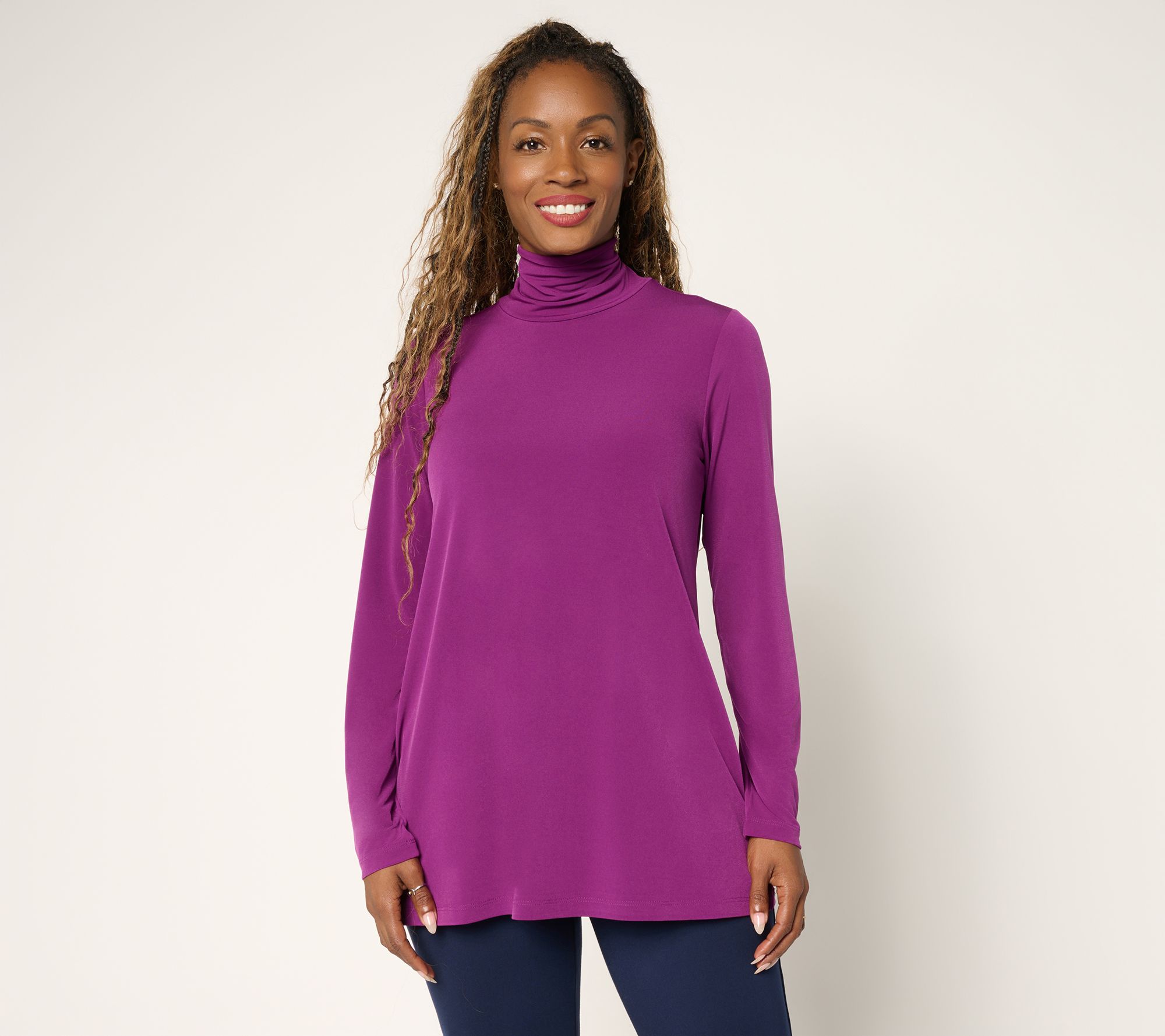 Susan Graver Modern Essentials Reg Liquid Knit A-Line Tunic