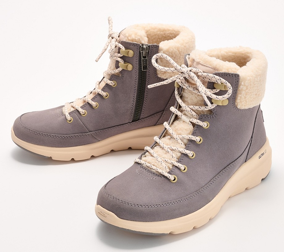 Skechers Glacial Ultra Water Repellent Suede Hiker Boots-Woodlands