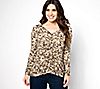 Attitudes by Renee Printed V-Neck Ruched Front Top