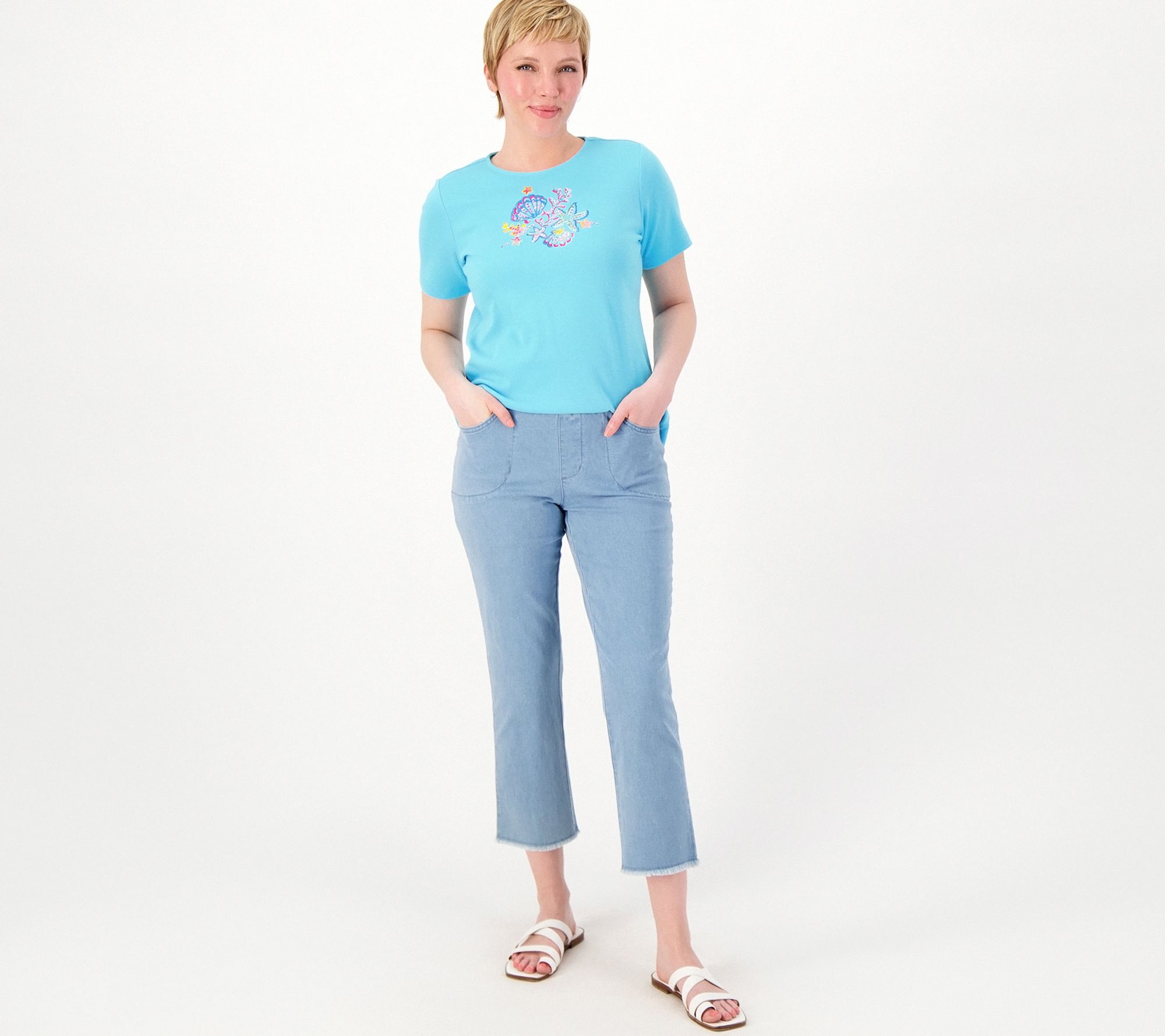 Qvc quacker factory 2025 dream jeans capris