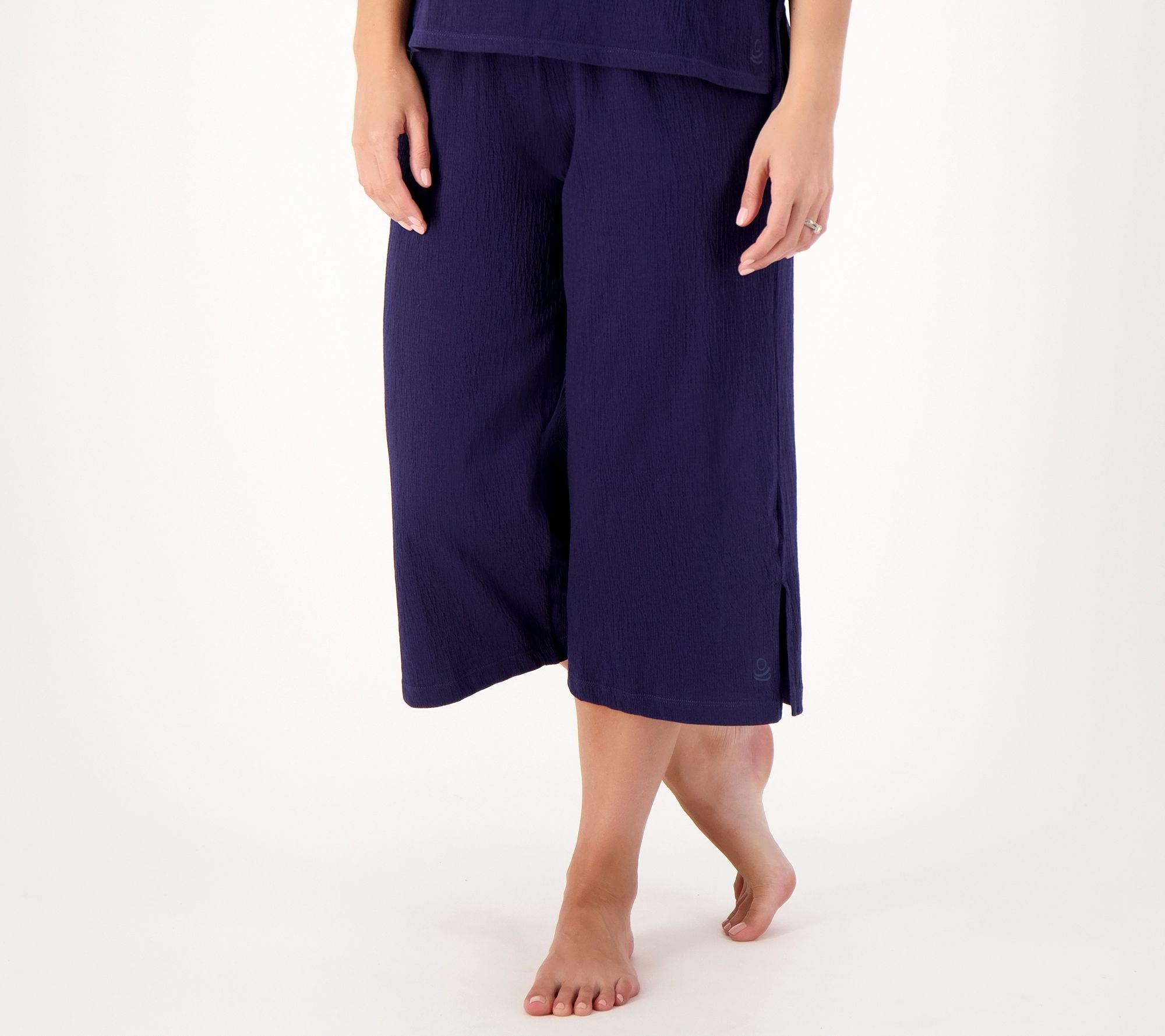 "As Is" Cuddl Duds Crinkle Jersey Cropped Pants