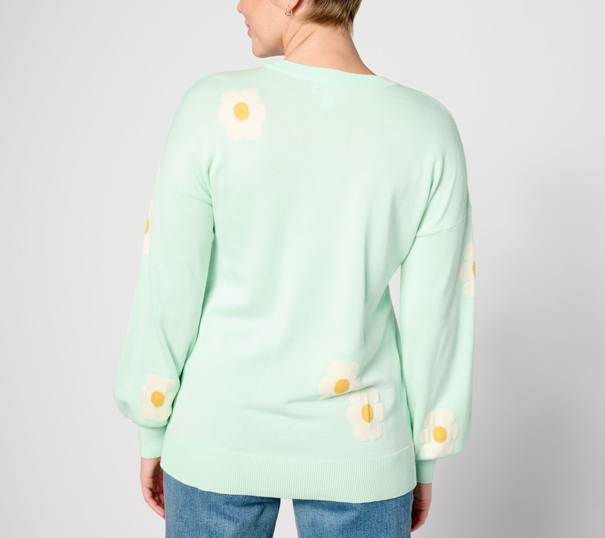 Belle by Kim Gravel Oops a Daisy Balloon Sleeve Sweater 