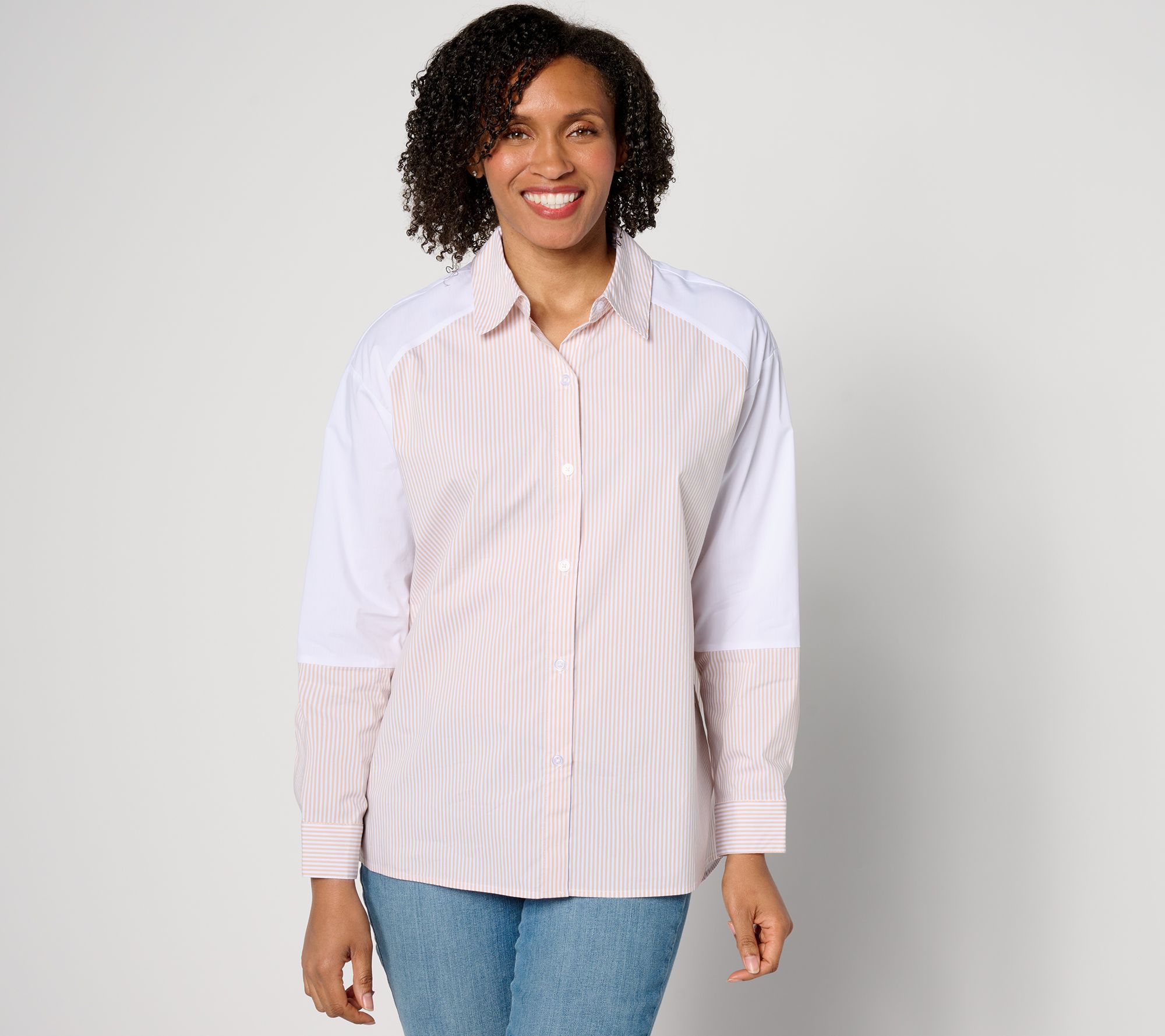 Studio Park x Leah Williams Color Block Classic Button Down Shirt