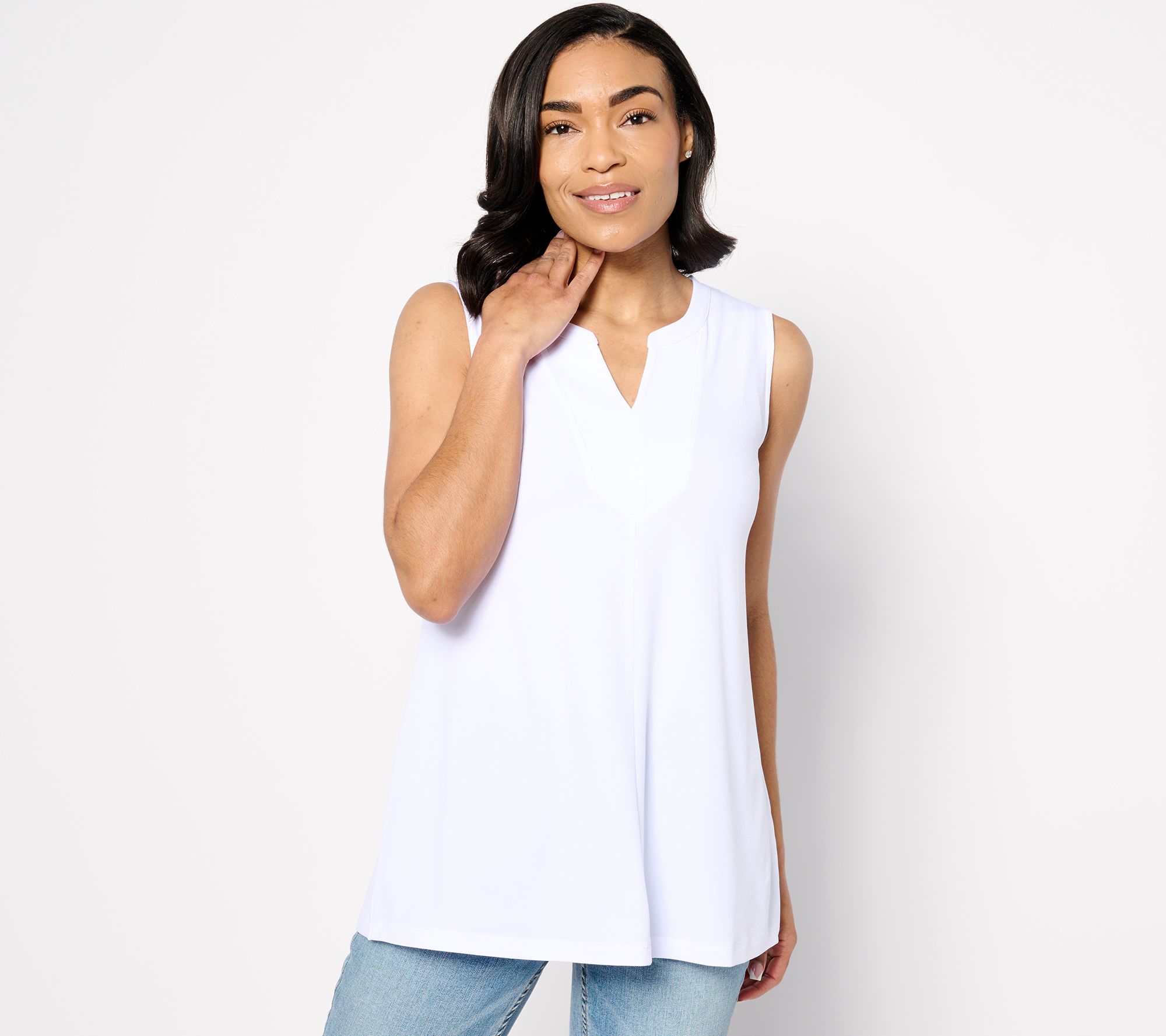 Susan Graver Petite Modern Essentials Liquid Knit A-Line Tunic