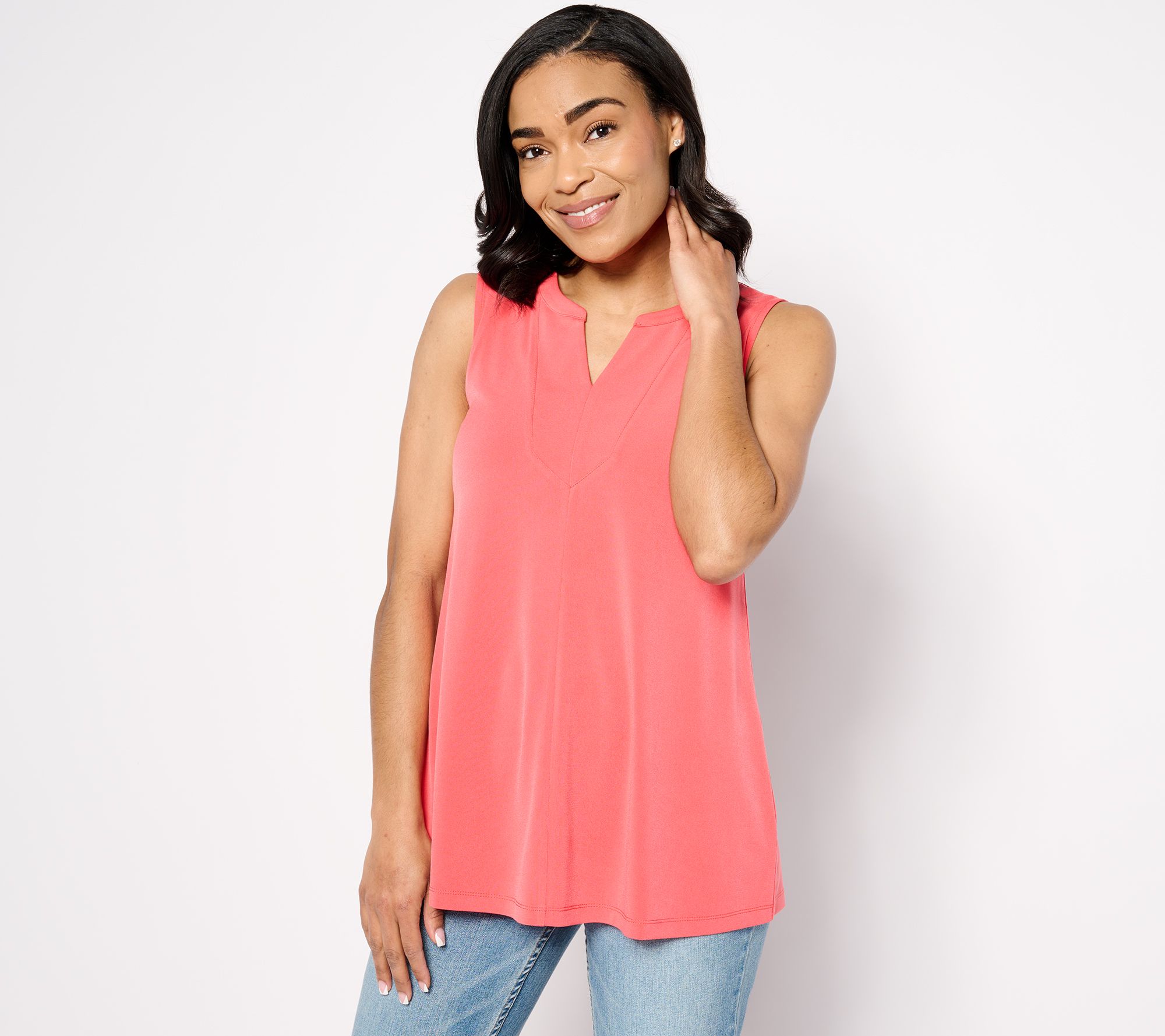Susan Graver Petite Modern Essentials Liquid Knit A-Line Tunic