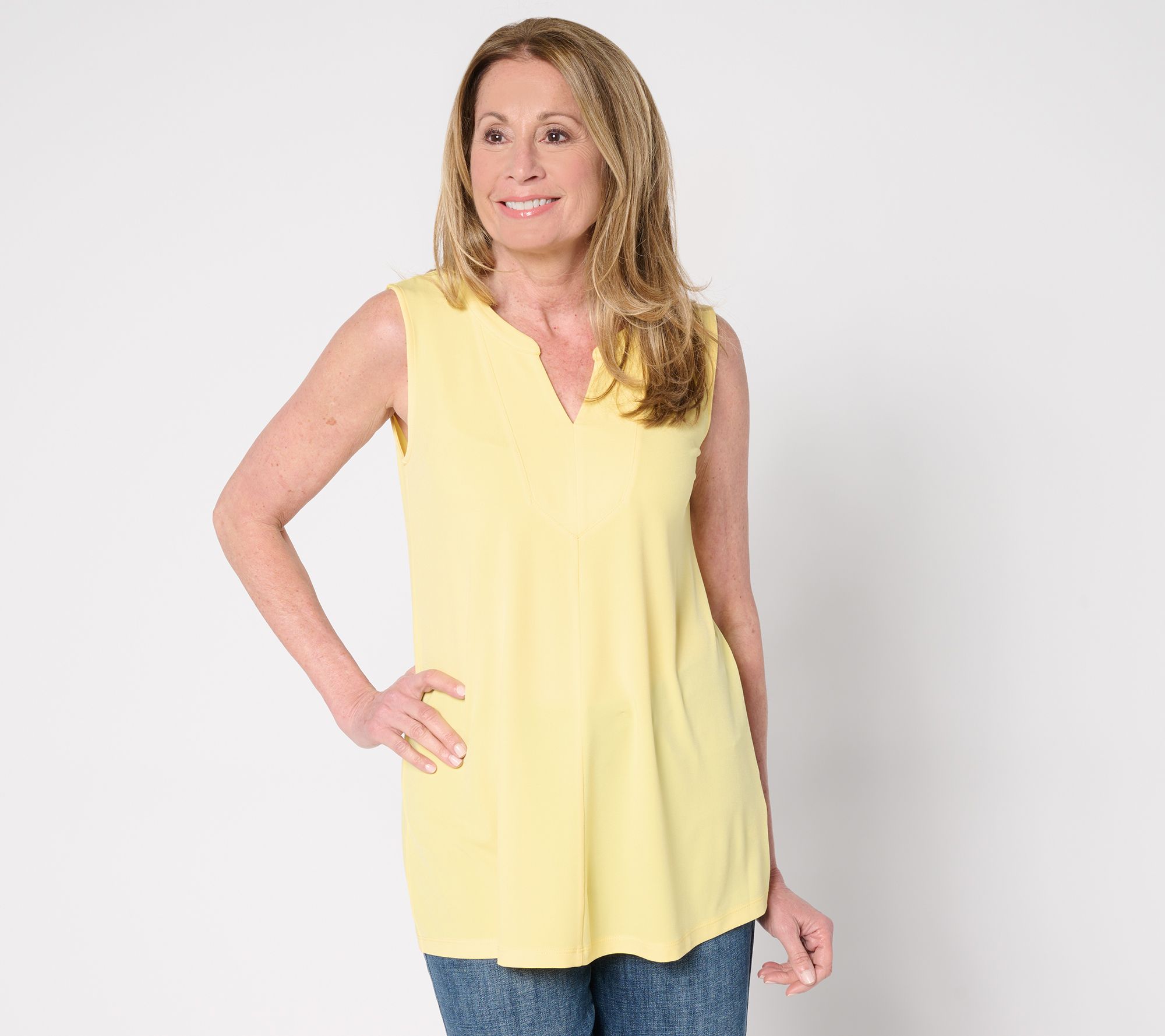 Susan Graver Petite Modern Essentials Liquid Knit A-Line Tunic