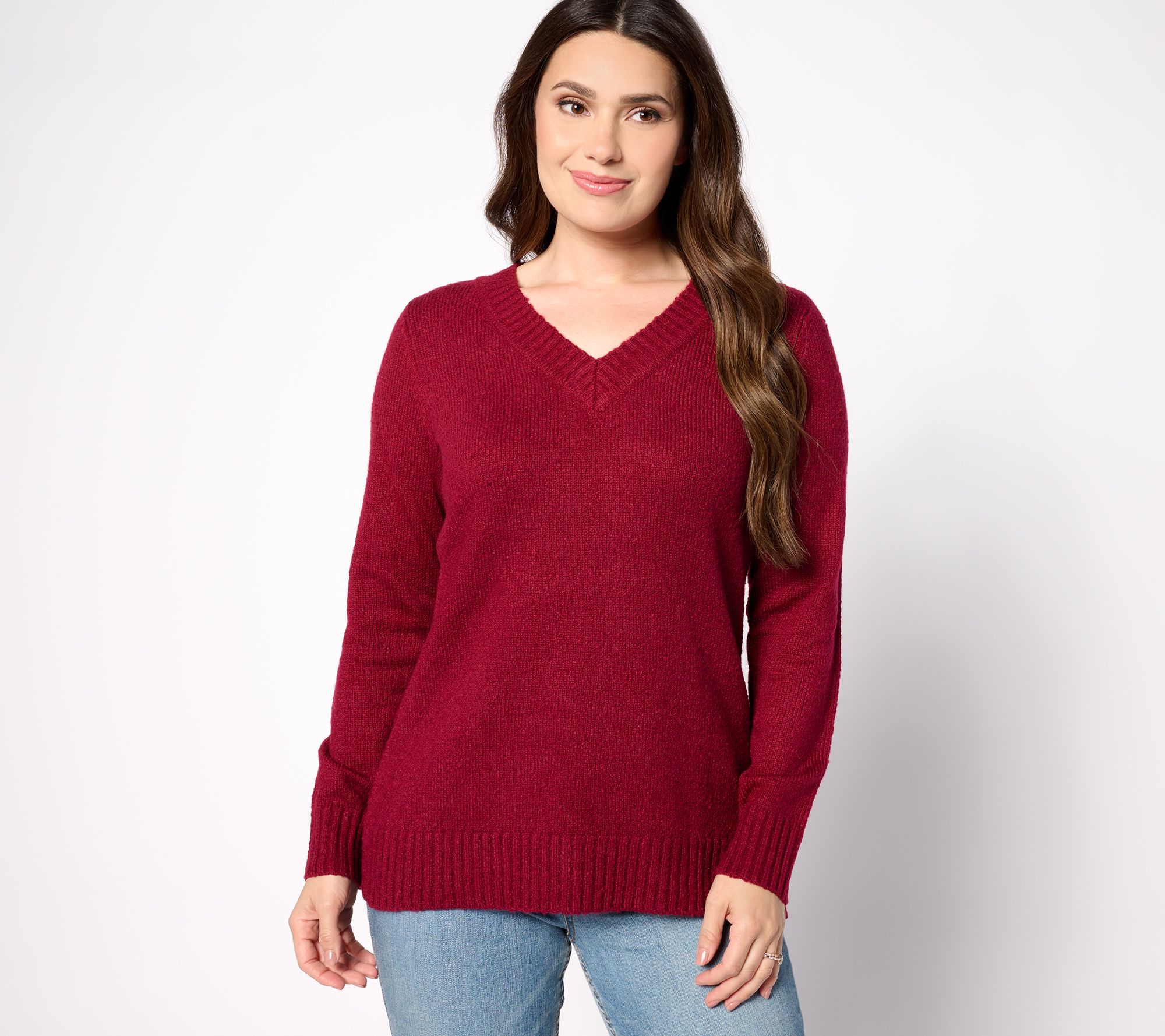"As Is" Belle by Kim Gravel Lets Get Cozy Solid V-Neck Sweater