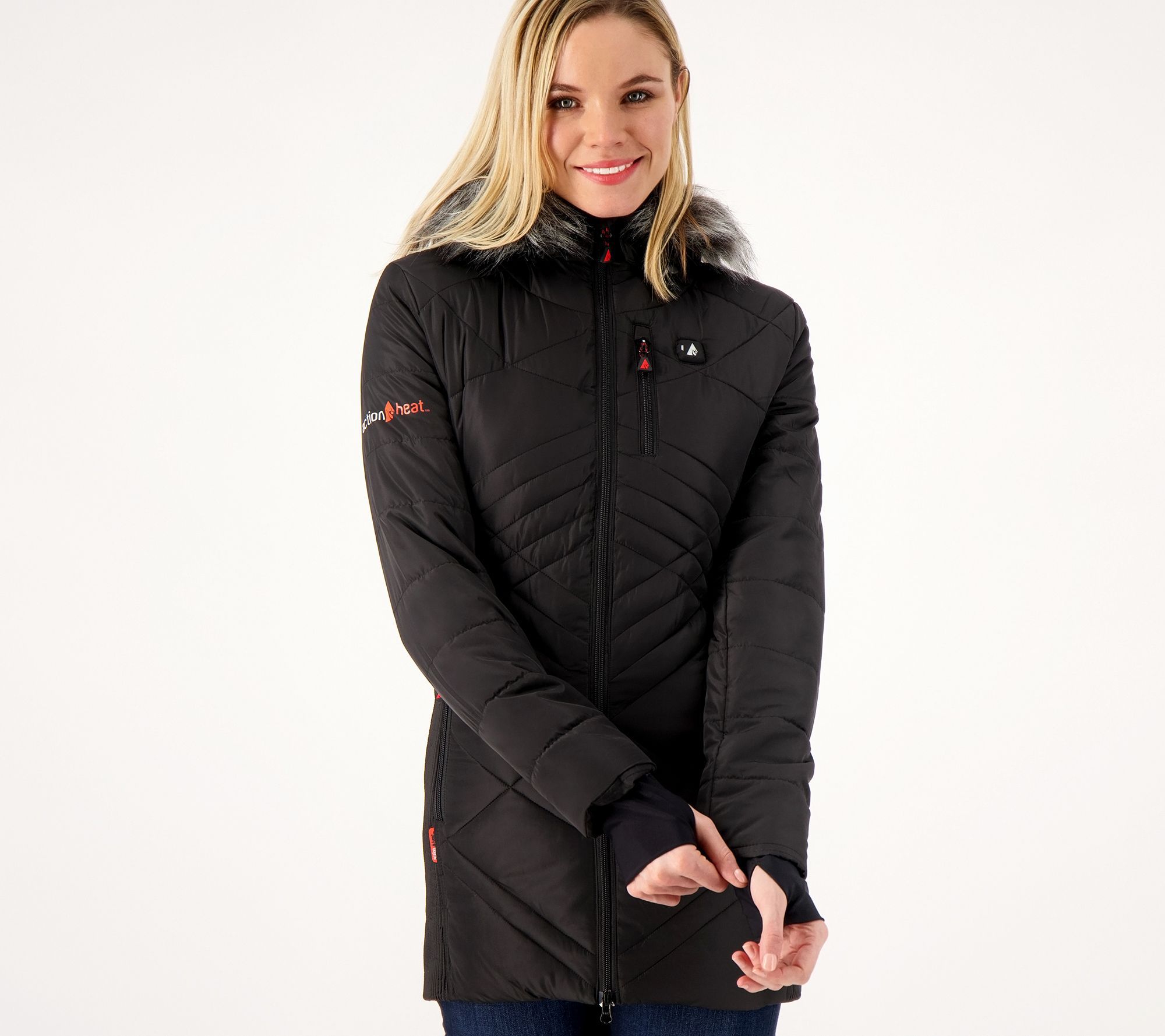 ActionHeat Women's 5V Heated Puffer Jacket w/ Faux Fur Hood