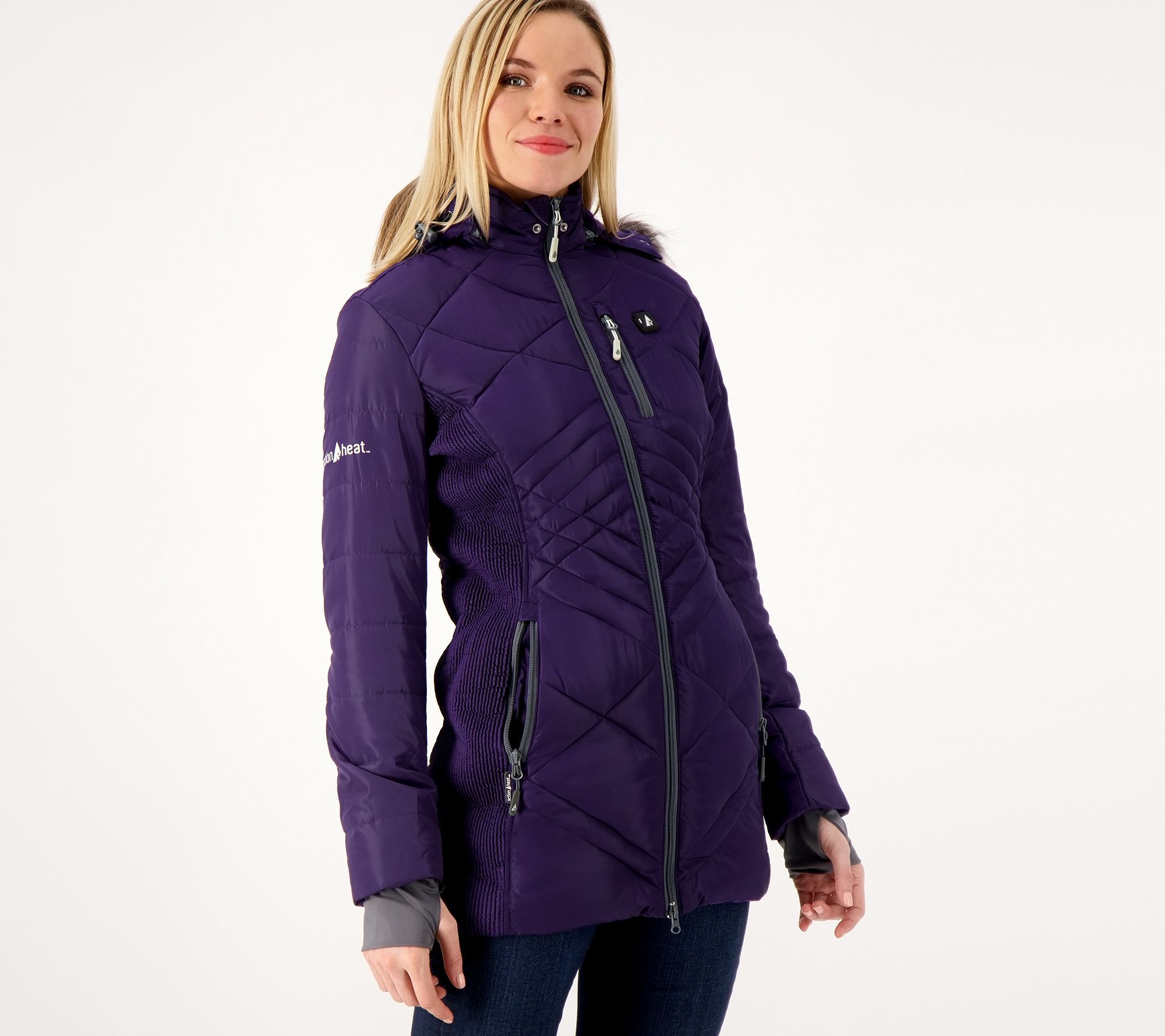 ActionHeat Women's 5V Heated Puffer Jacket w/ Faux Fur Hood