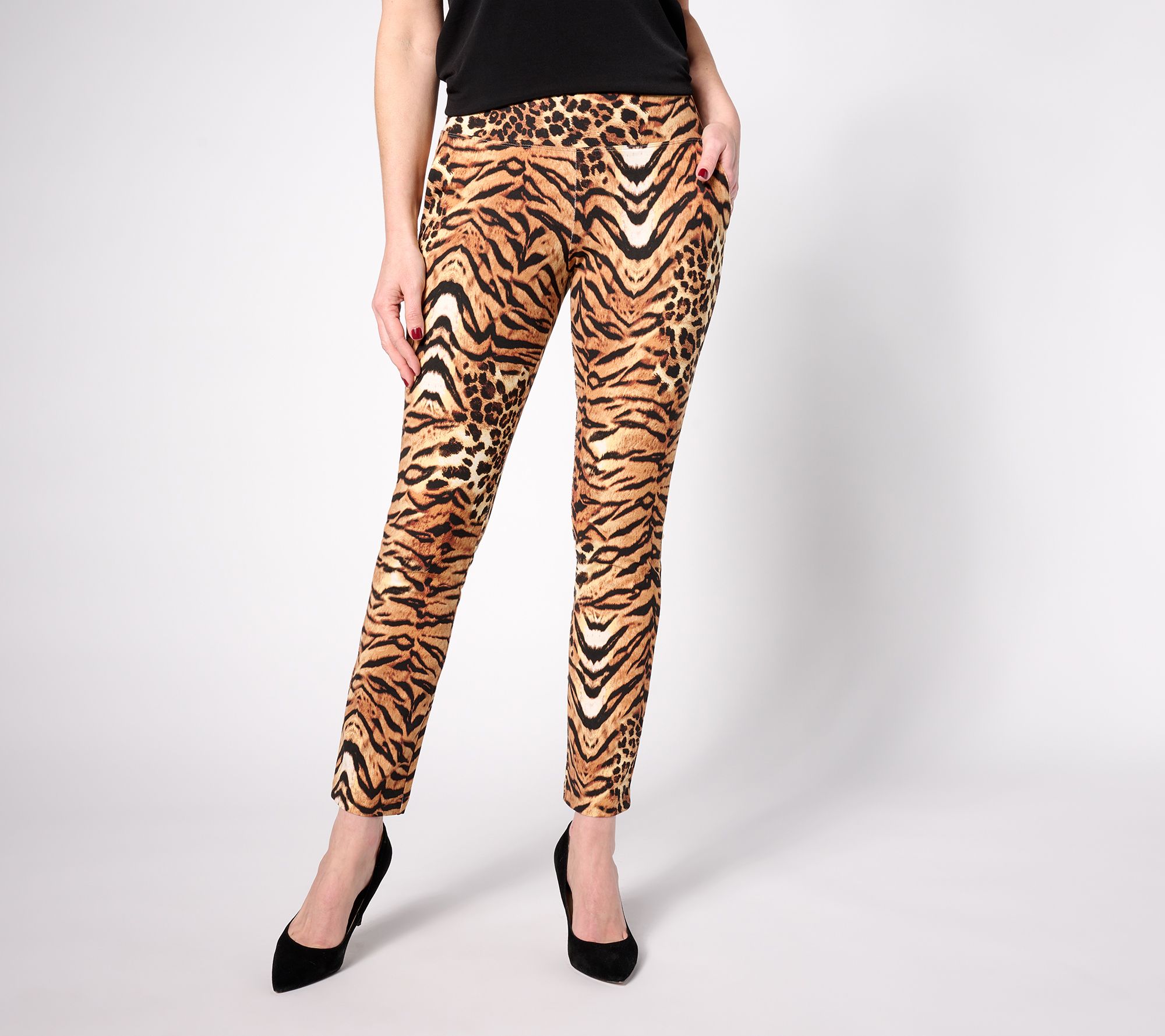 "As Is" Women with Control Petite Tummy Control Cotton Jersey Trousers