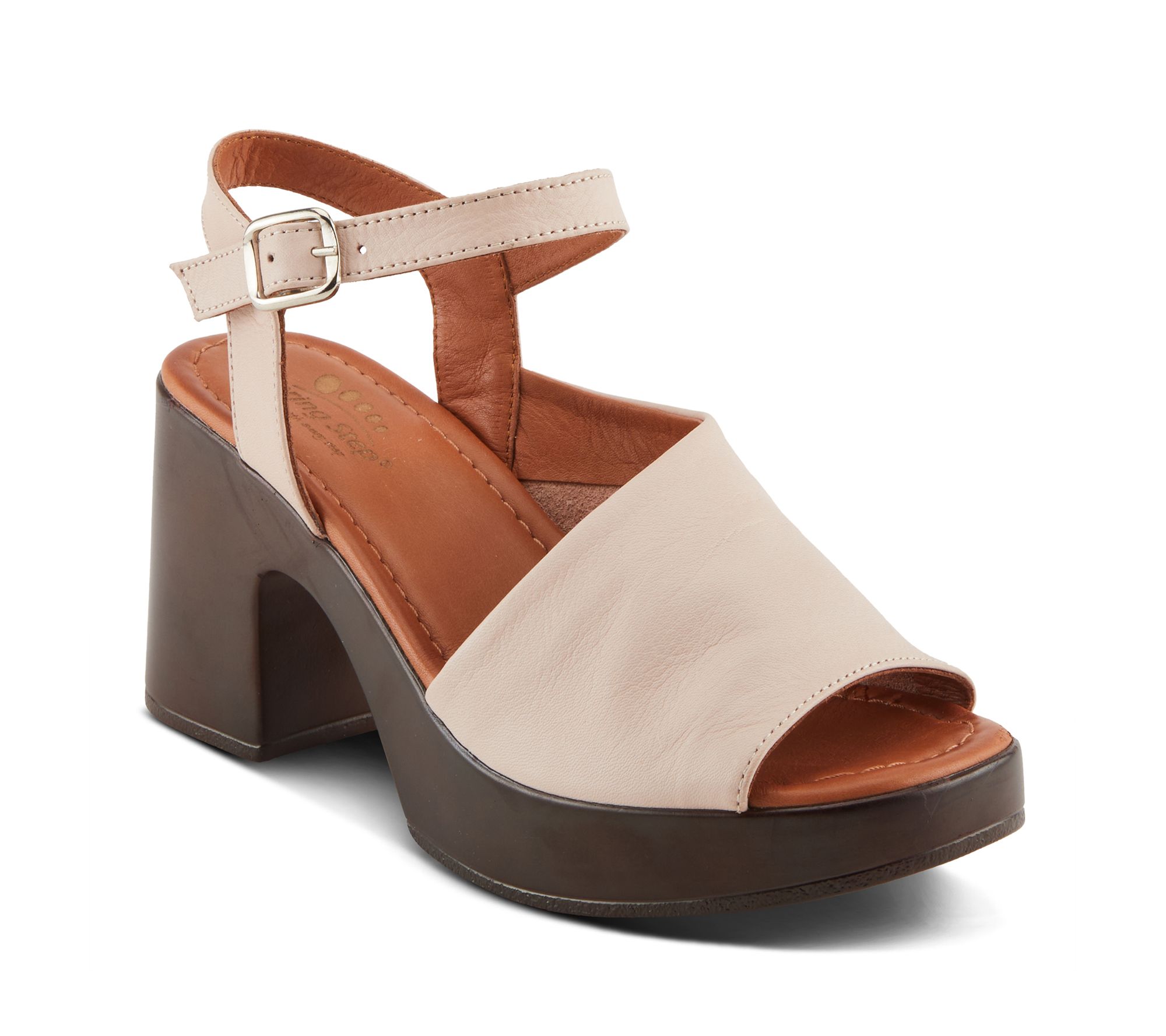 Spring Step Leather Platform Block Heel Sandals- Cello