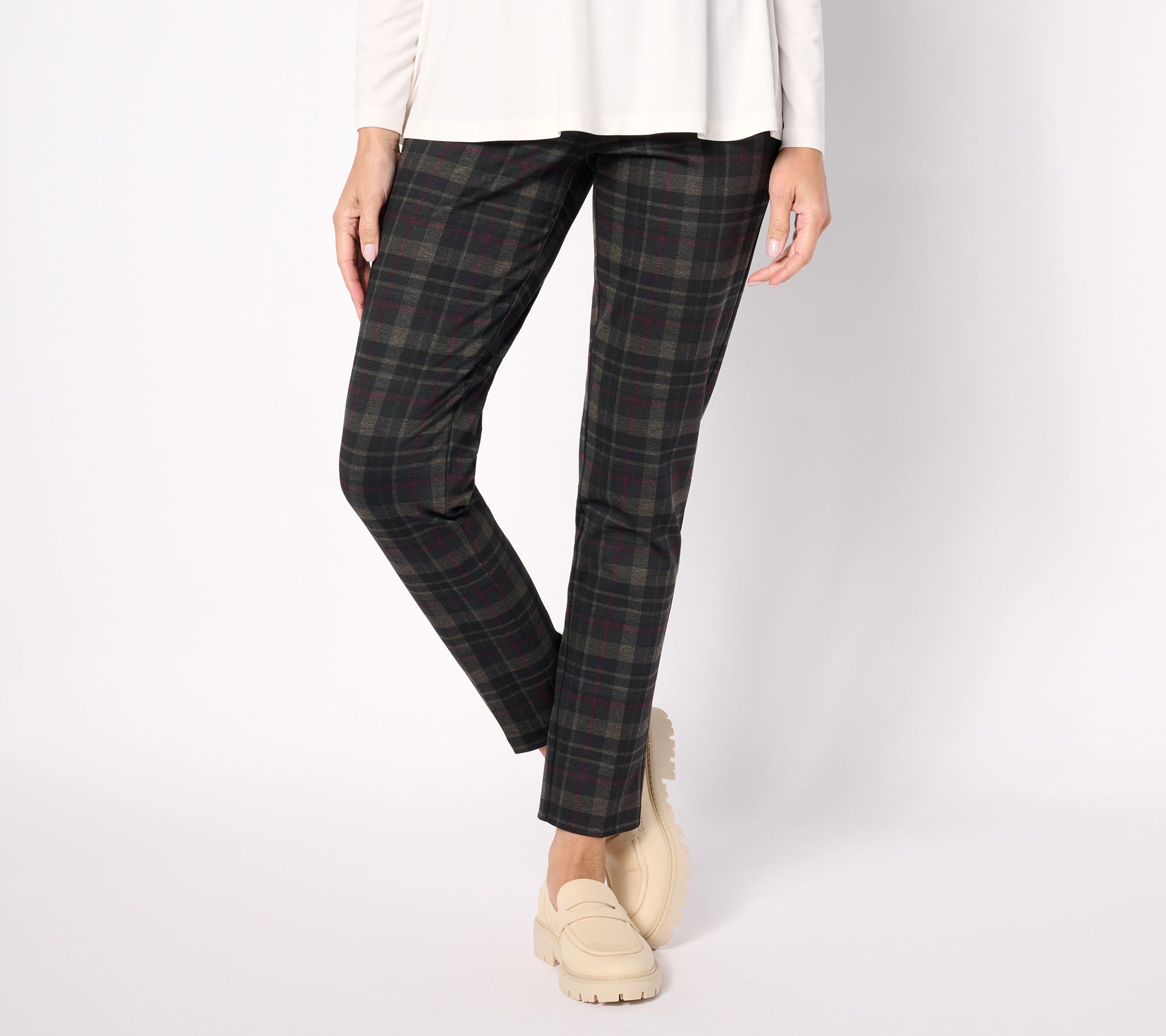 "As Is" Susan Graver Petite Printed Ponte Knit Slim Leg Pants w/ Pocket