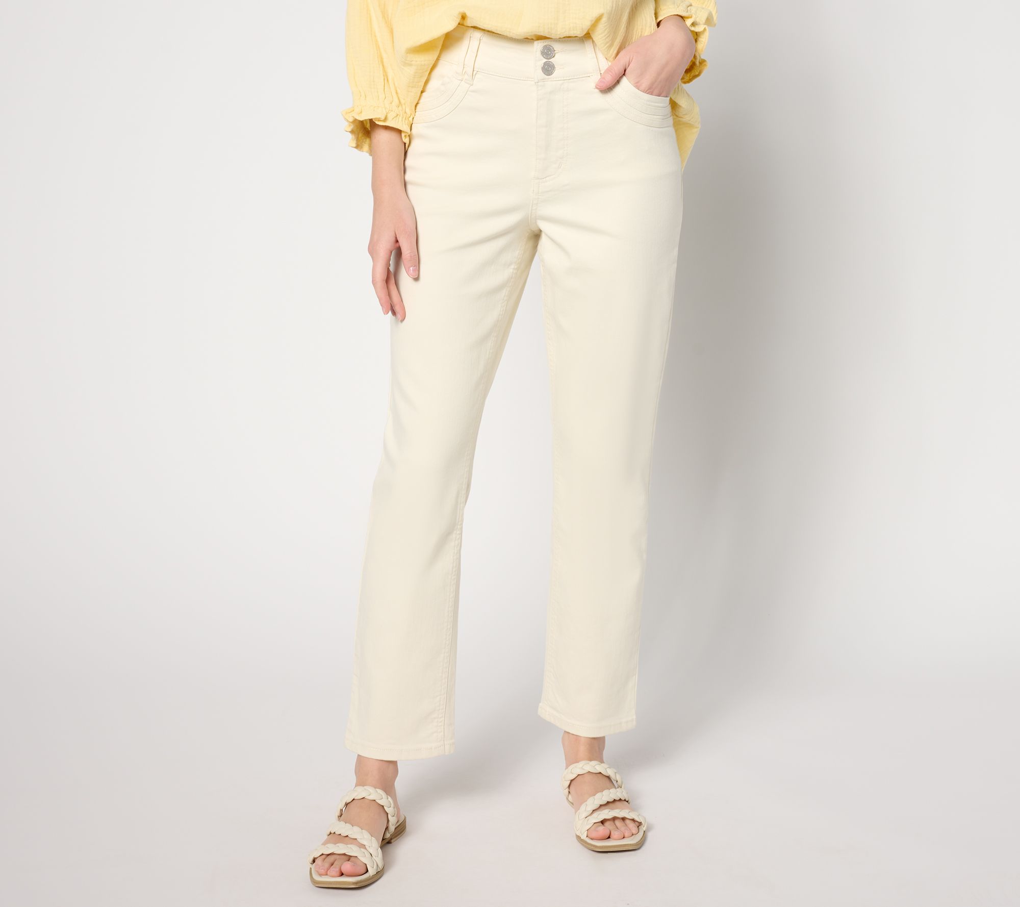 "As Is" Susan Graver Regular Spring Straight Leg Crop Jean