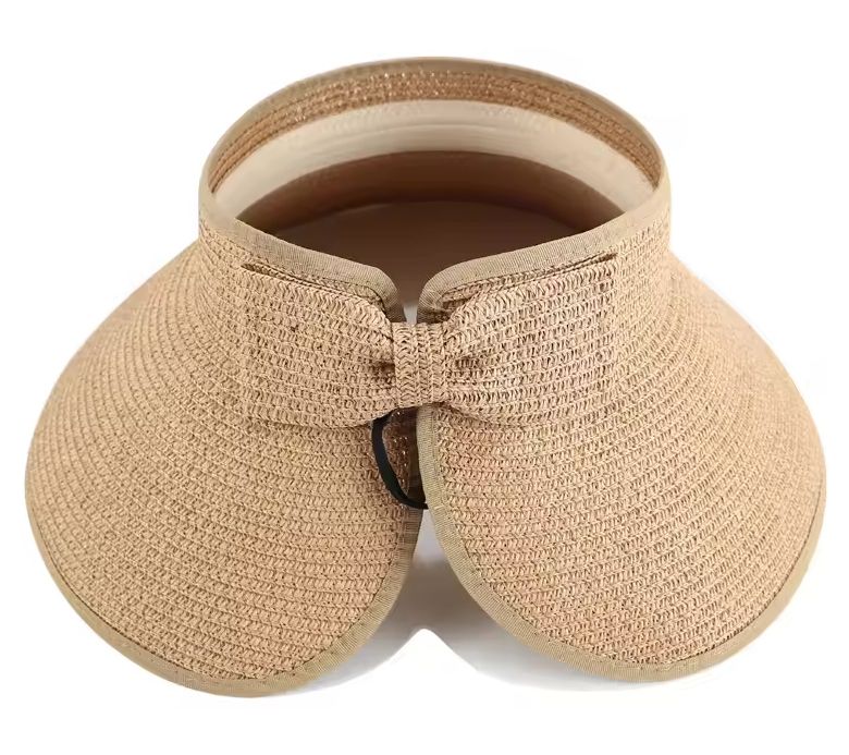 Violet and Brooks Poppy Adjustable Roll-Up Straw Bow Visor