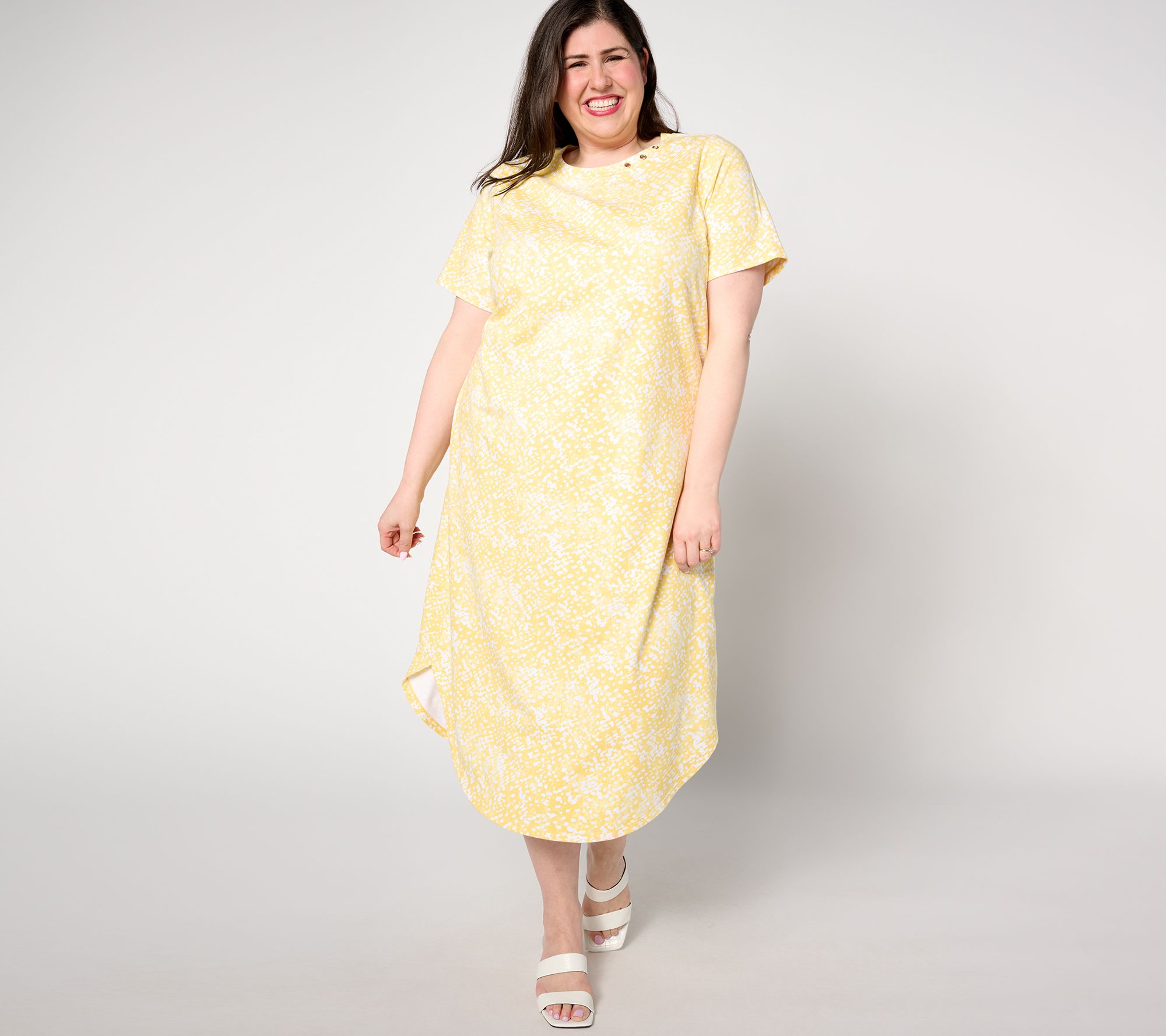 "As Is" Sport Savvy Petite French Terry Printed Midi T-Shirt Dress