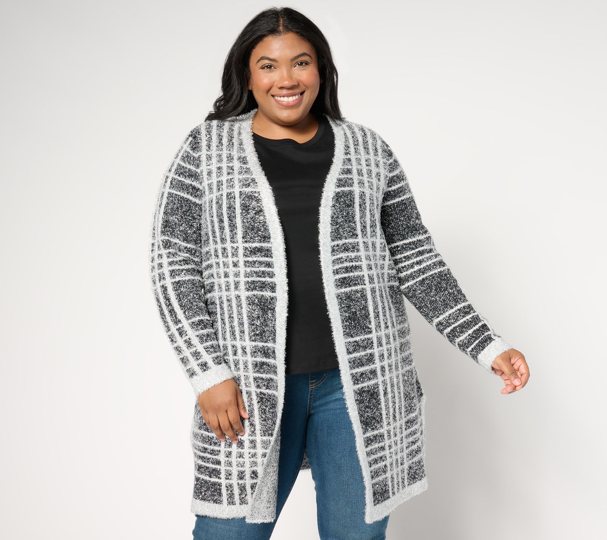 Isaac Mizrahi Live! Petite Always Isaac Sparkle Eyelash Yarn Sweater