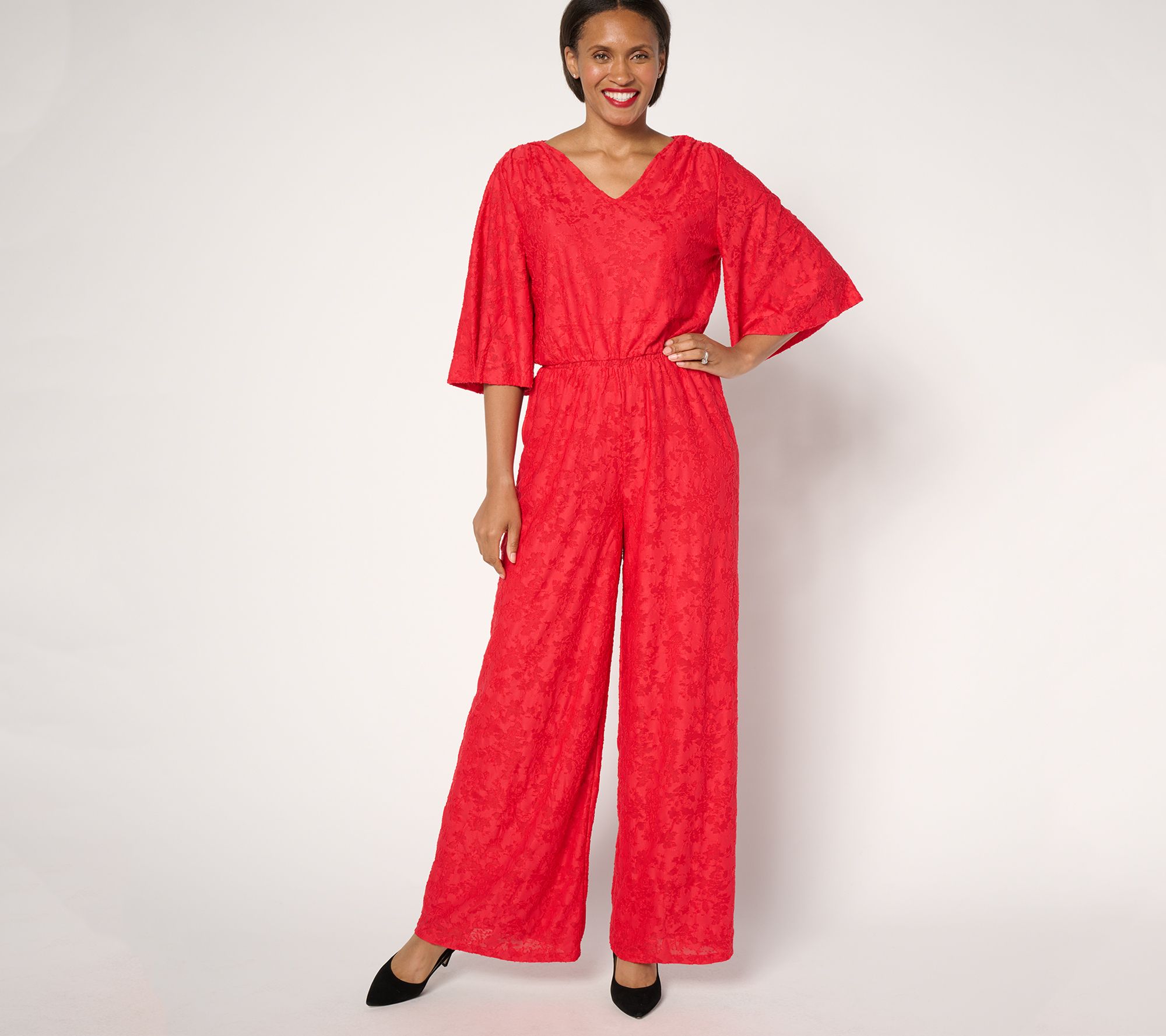Destination 365 Regular Satin Jacquard Wide Leg Jumpsuit