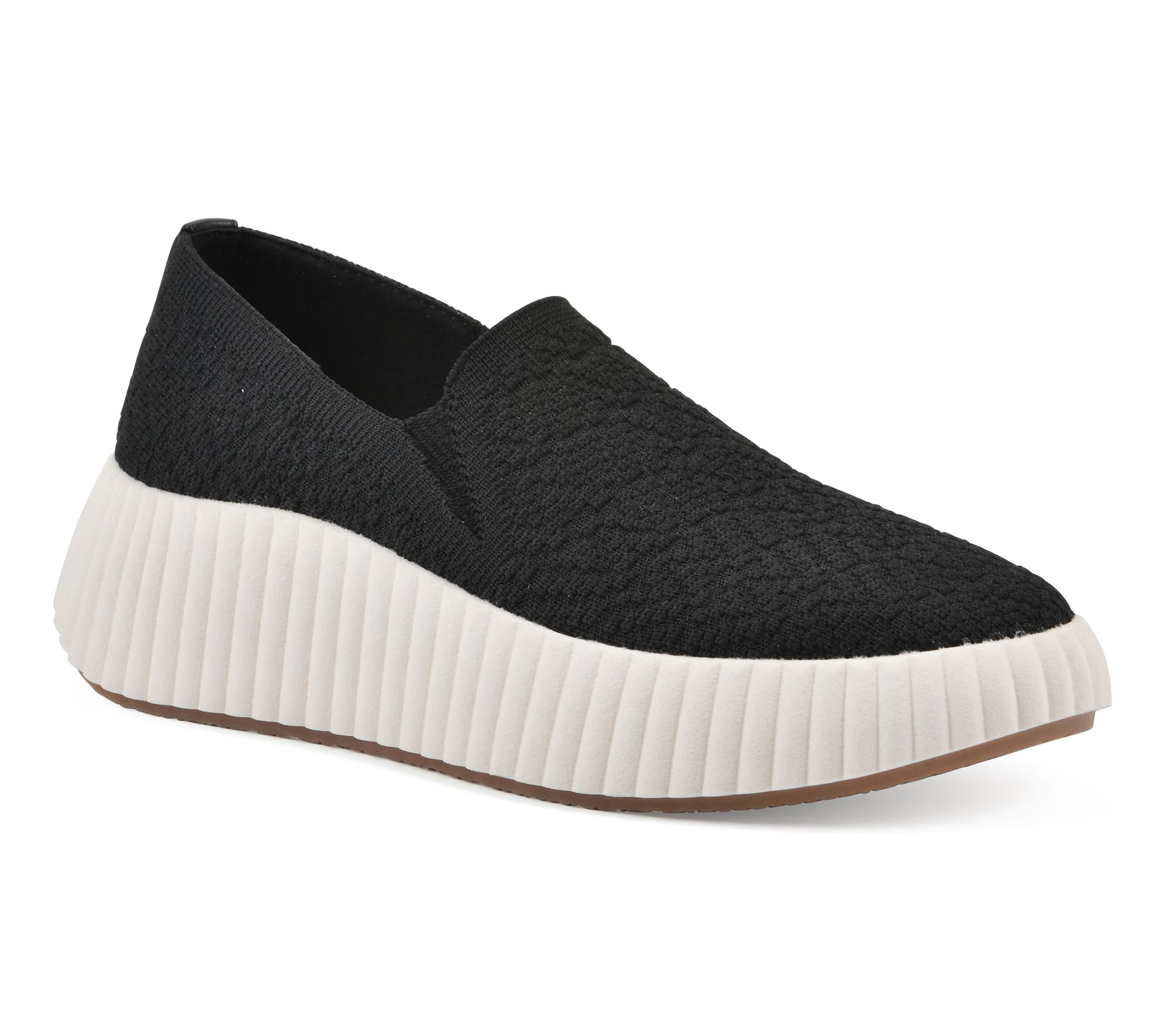 white slip on platform trainers