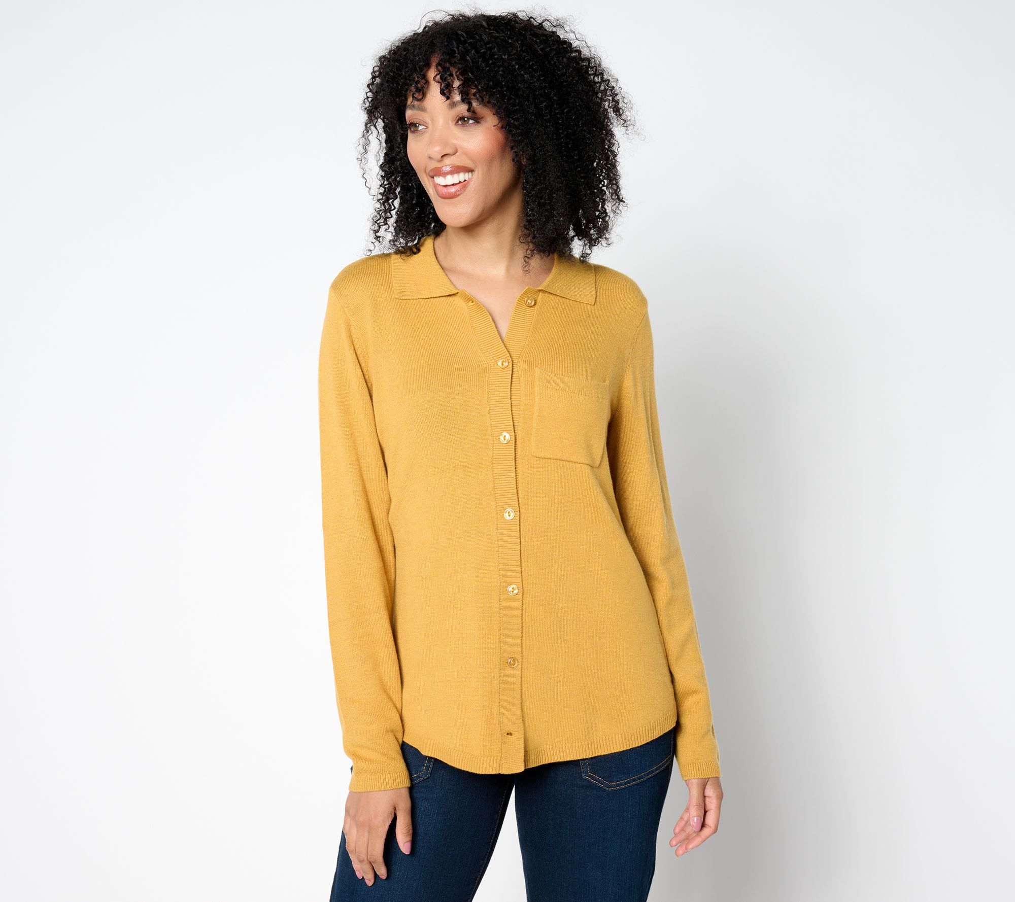 "As Is" Joan Rivers Fine Guage Sweater Boyfriend Shirt