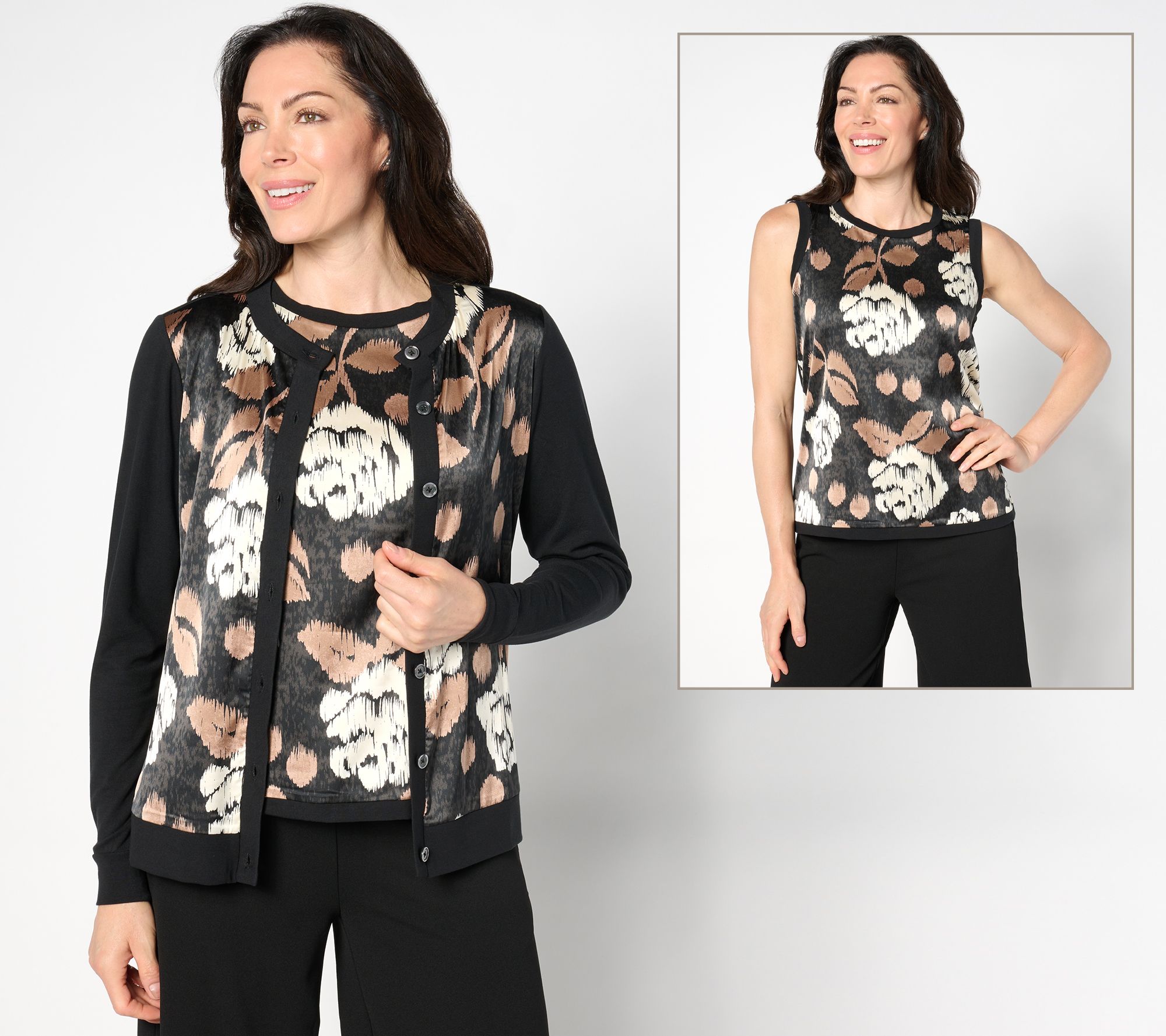 "As Is" BEAUTIFUL by Lawrence Zarian Mixed Media Cardigan & Tank