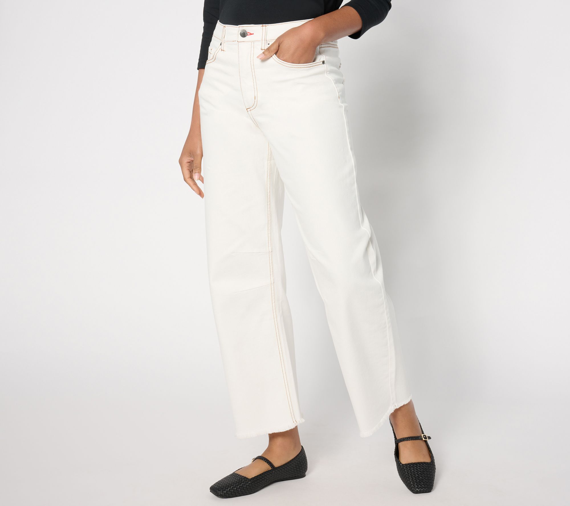 "As Is" Peace Love World Reg Full Leg Jeans with Fray Hem