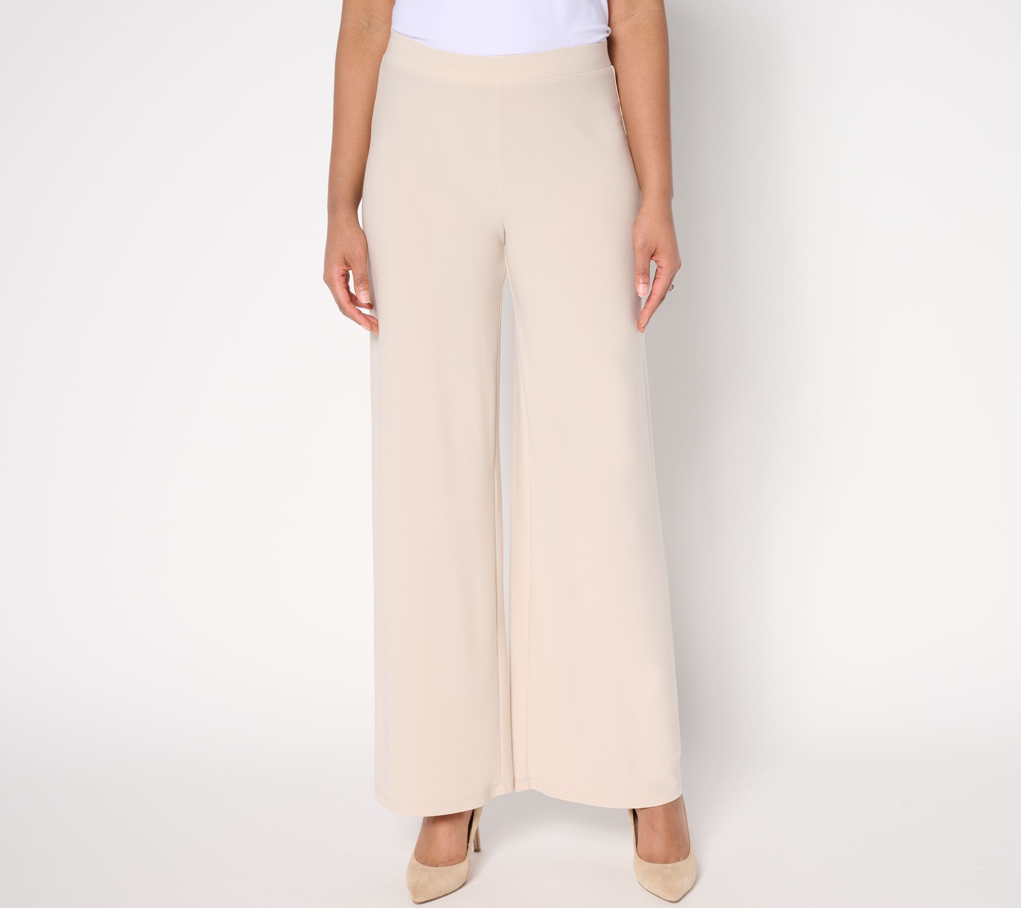 Dennis Basso Petite Caviar Crepe Wide Leg Pants