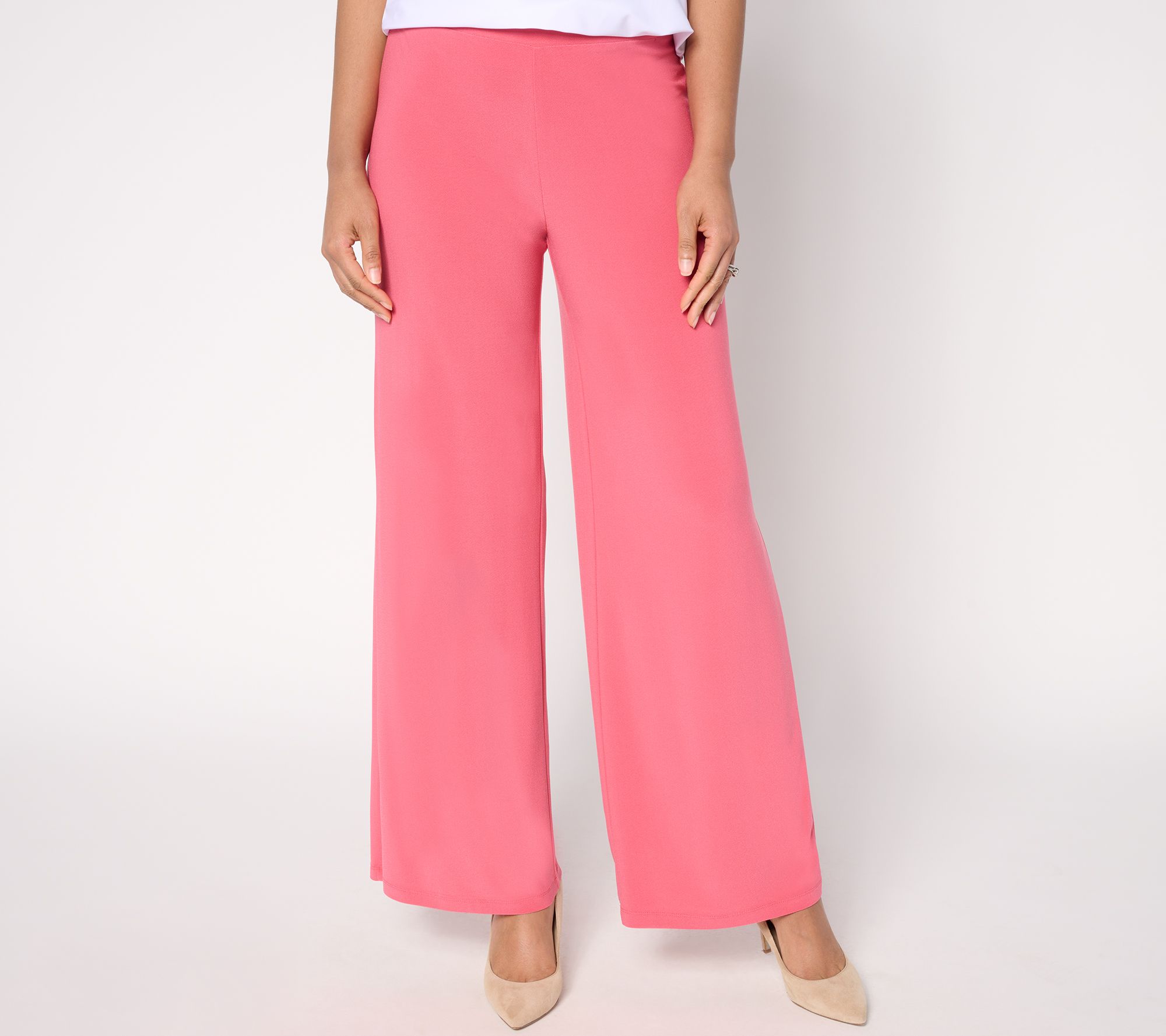 Dennis Basso Petite Caviar Crepe Wide Leg Pants