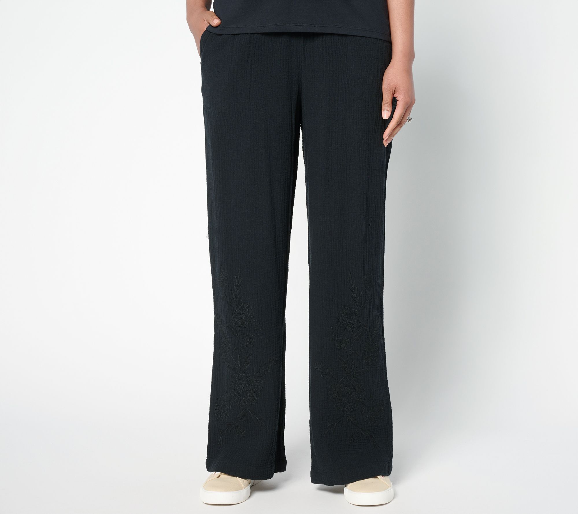 Peace Love World Boheme Regular Cotton Gauze Pants with Embroidery