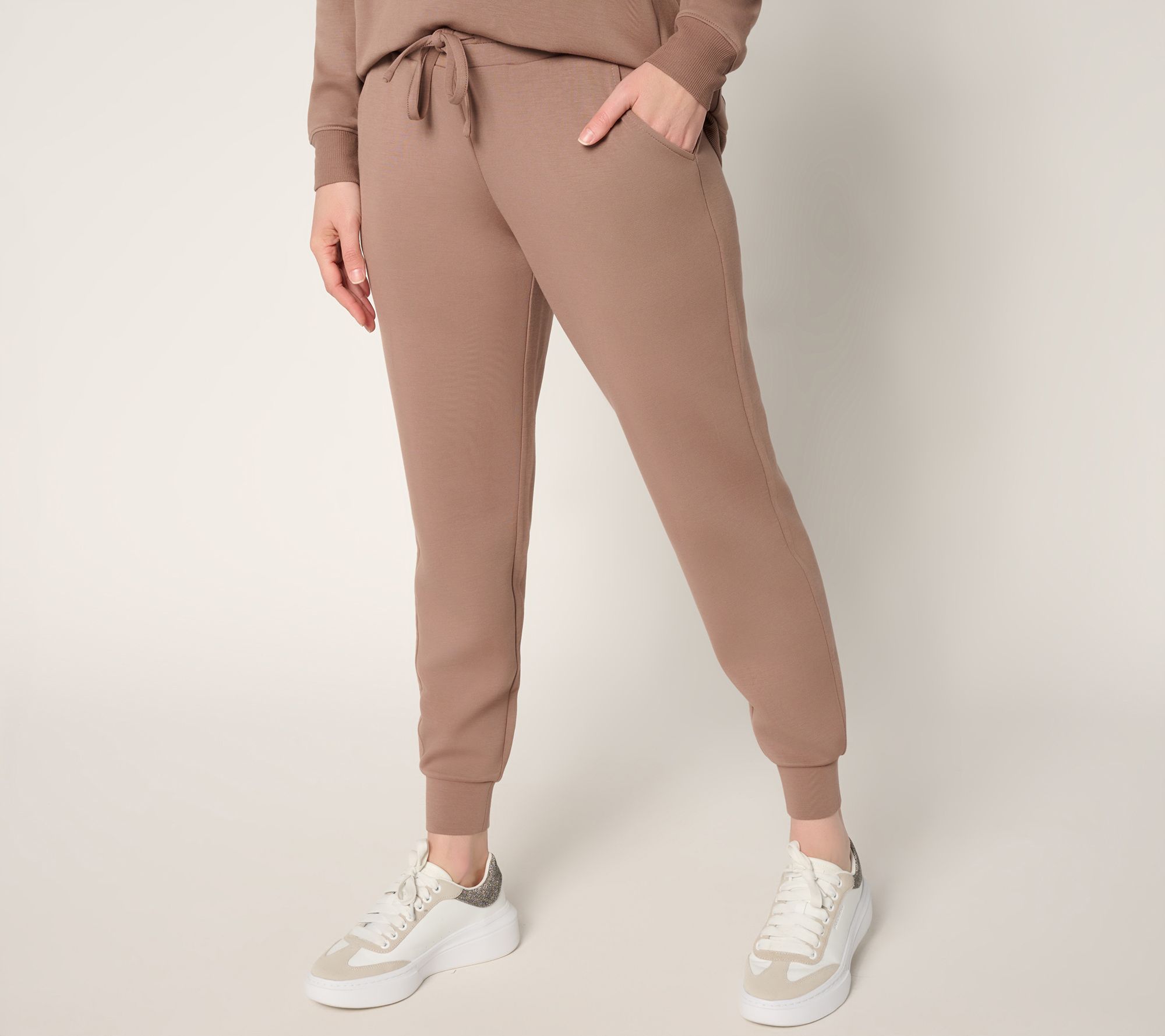 Belle by Kim Gravel Petite ScubaLuxe Joggers with Drawstring