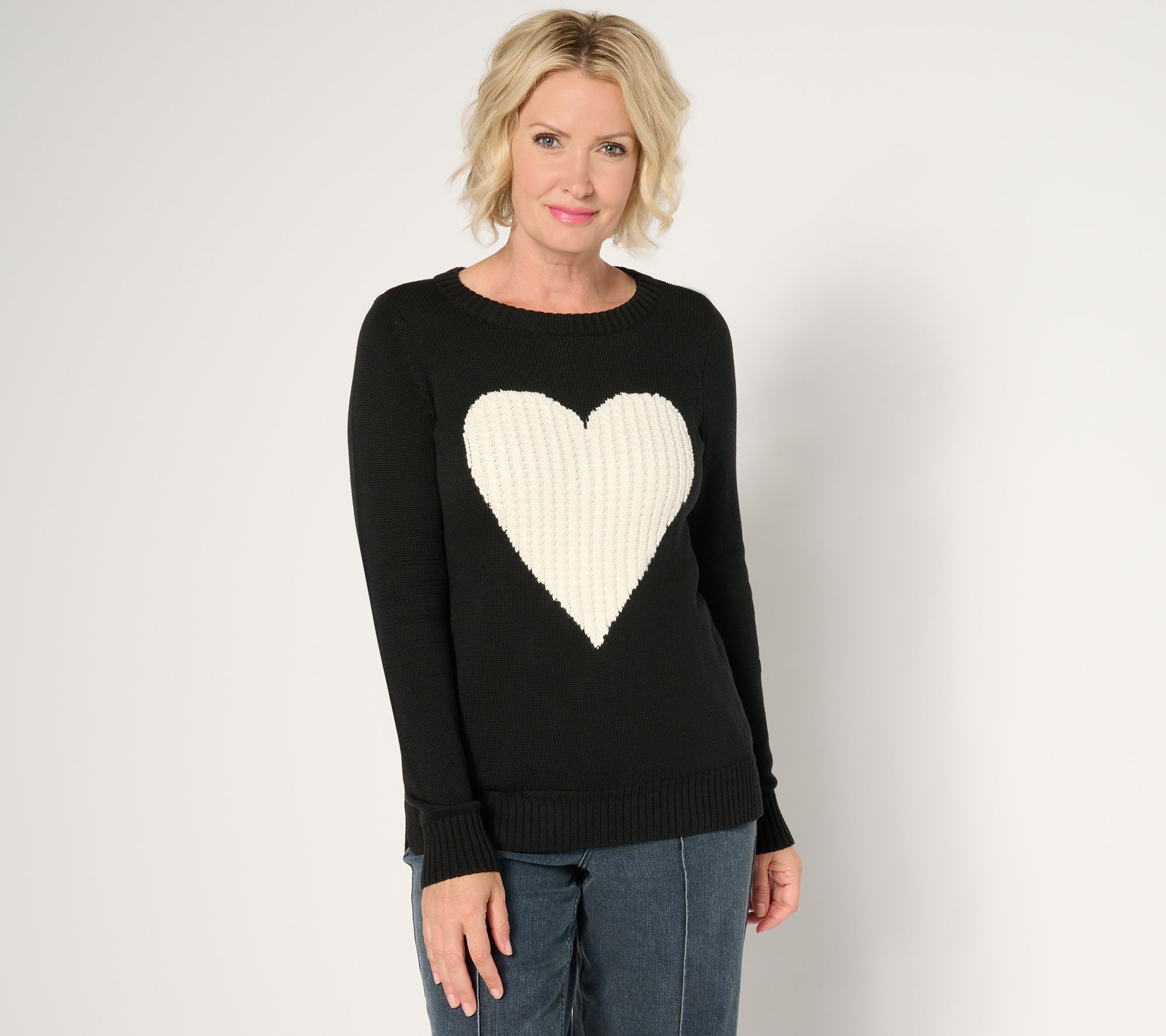 "As Is" Belle by Kim Gravel Love in the Air Cabled Heart Sweater