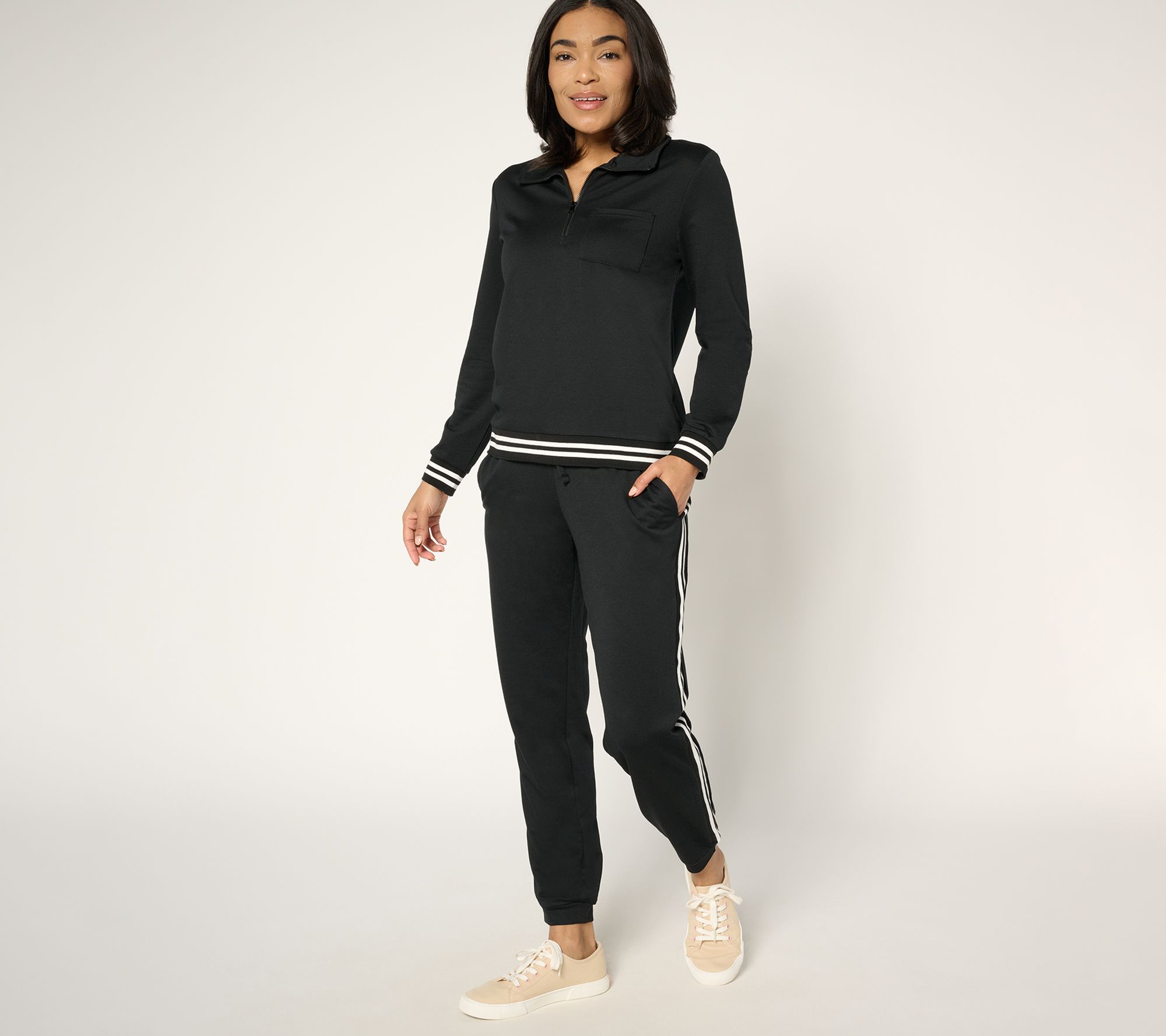 "As Is" MUK LUKS Petite French Terry 1/4 Zip & Jogger Suit