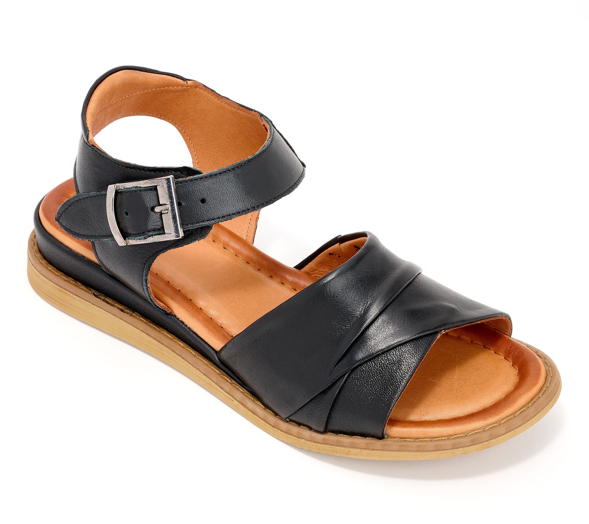 "As Is" Miz Mooz Leather Adjustable Low Wedge Sandals- Haley