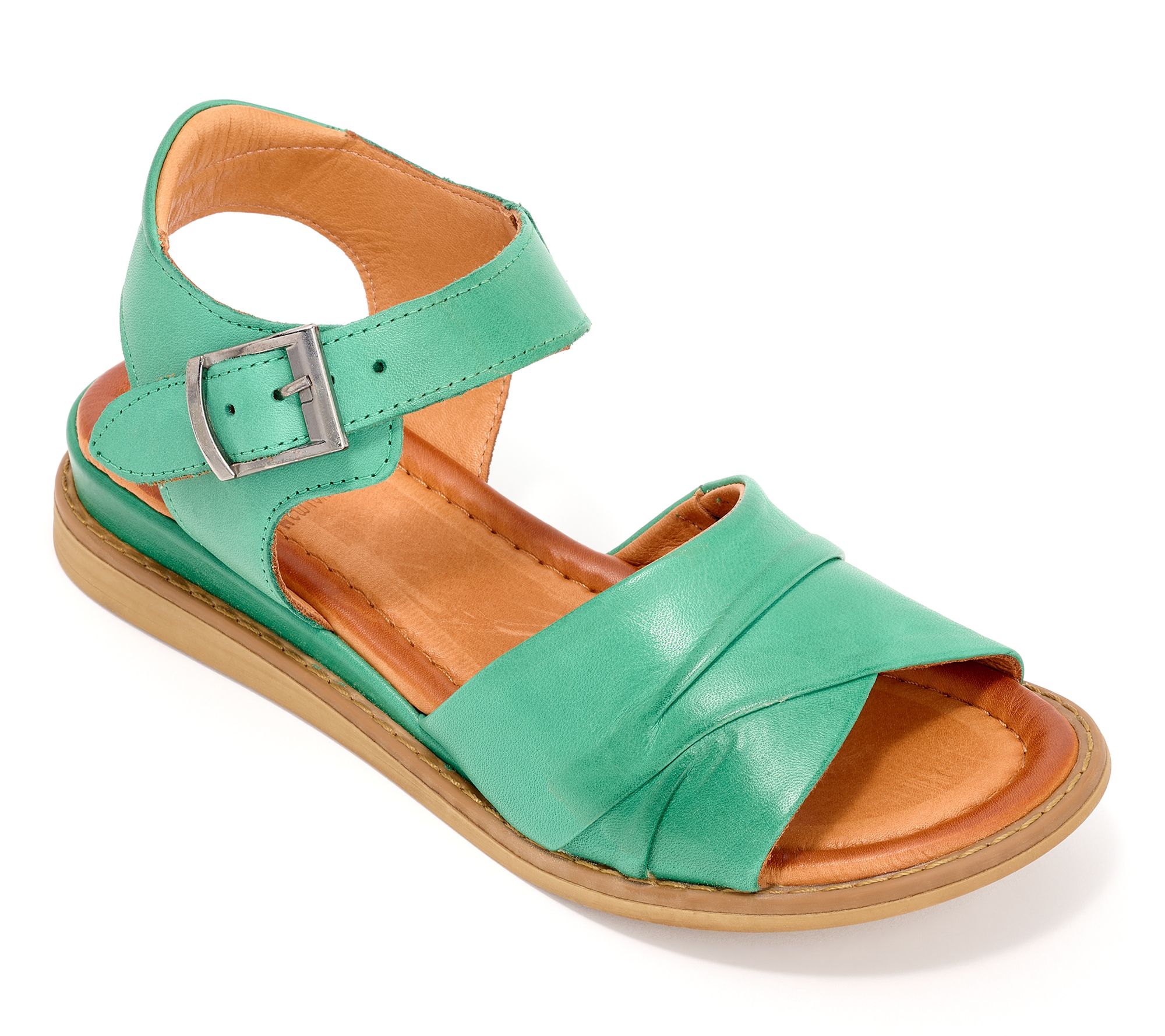 "As Is" Miz Mooz Leather Adjustable Low Wedge Sandals- Haley