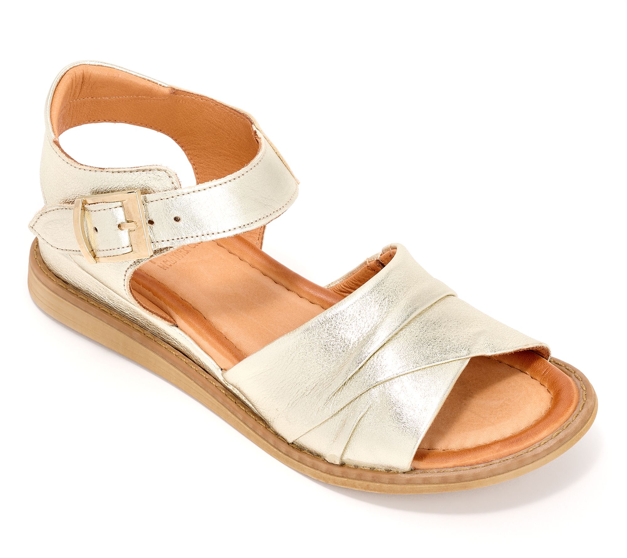 "As Is" Miz Mooz Leather Adjustable Low Wedge Sandals- Haley