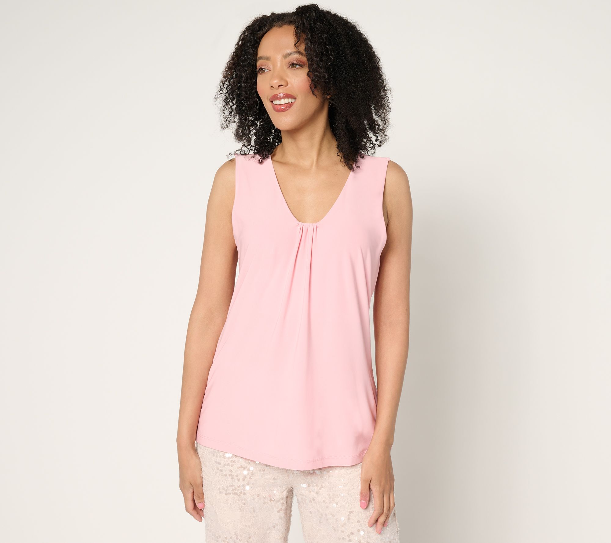 "As Is" Dennis Basso Draped Front Sleeveleses Top