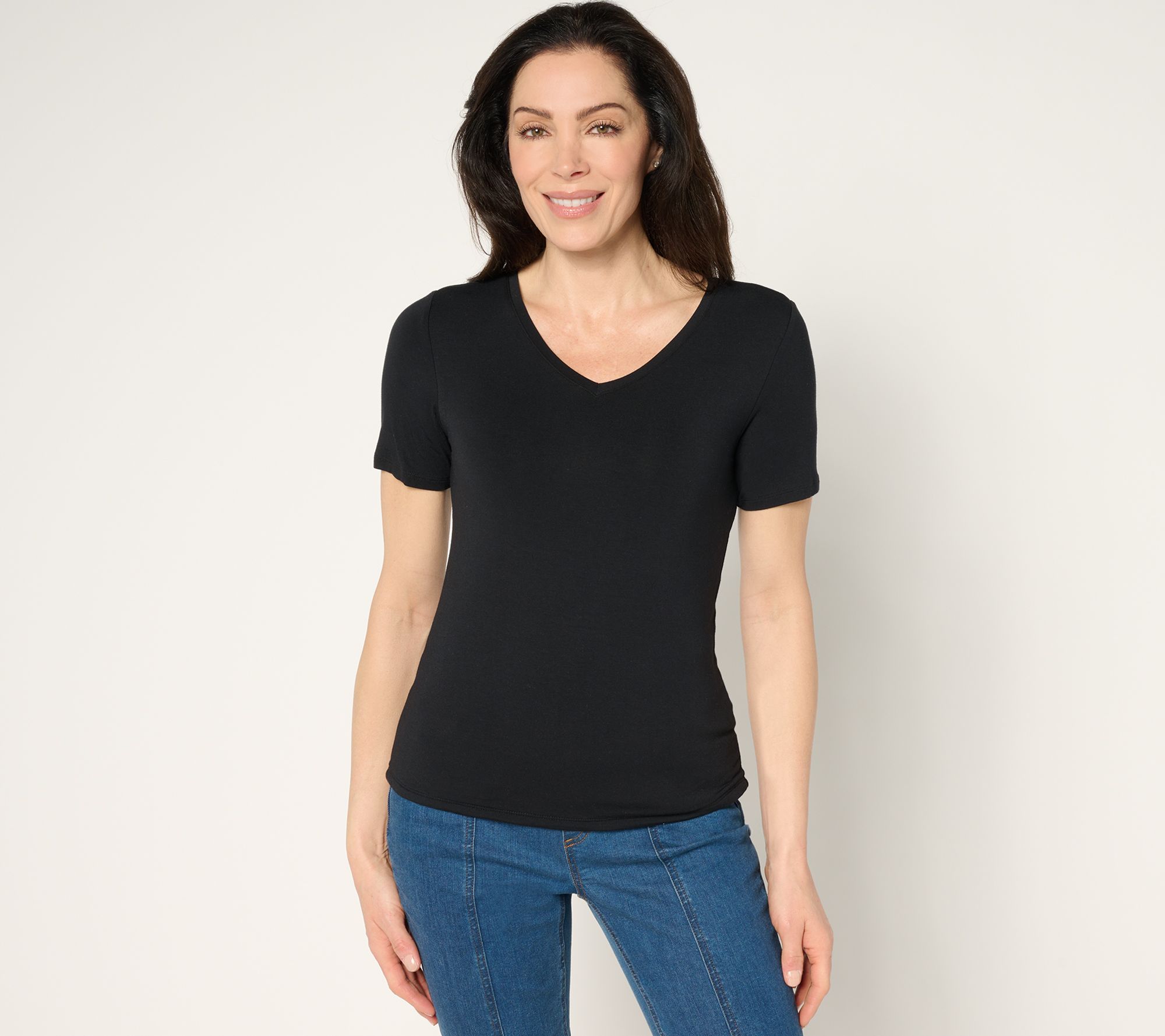 "As Is" Joan Rivers Wardrobe Builders Butter V-Neck Shirt