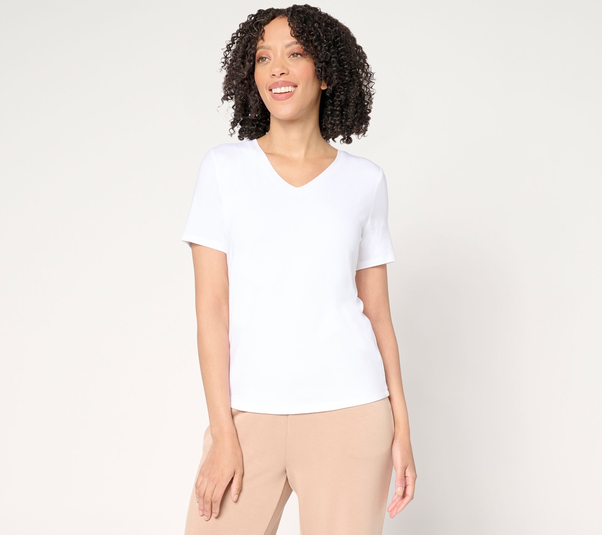 "As Is" Joan Rivers Wardrobe Builders Butter V-Neck Shirt