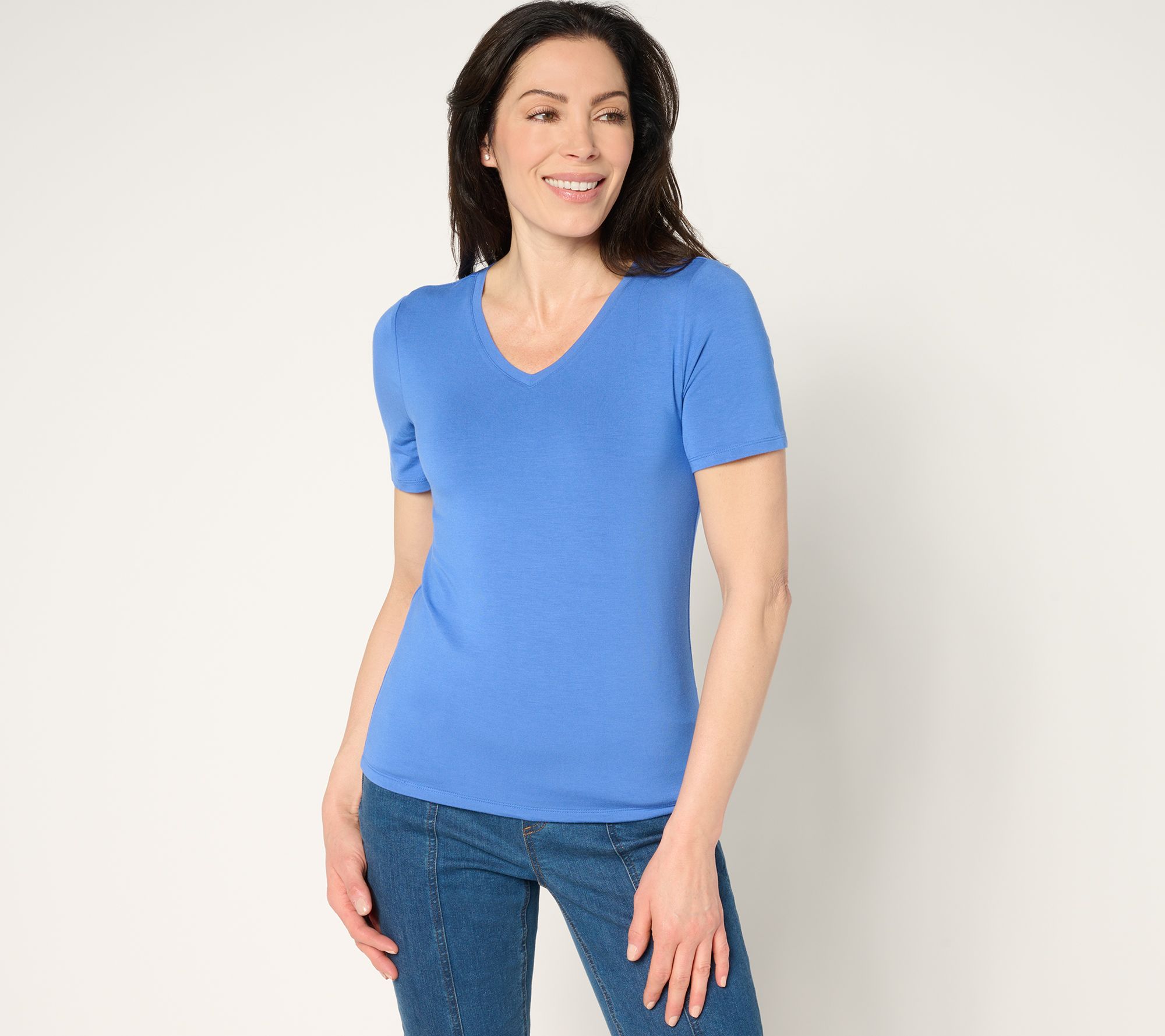 "As Is" Joan Rivers Wardrobe Builders Butter V-Neck Shirt