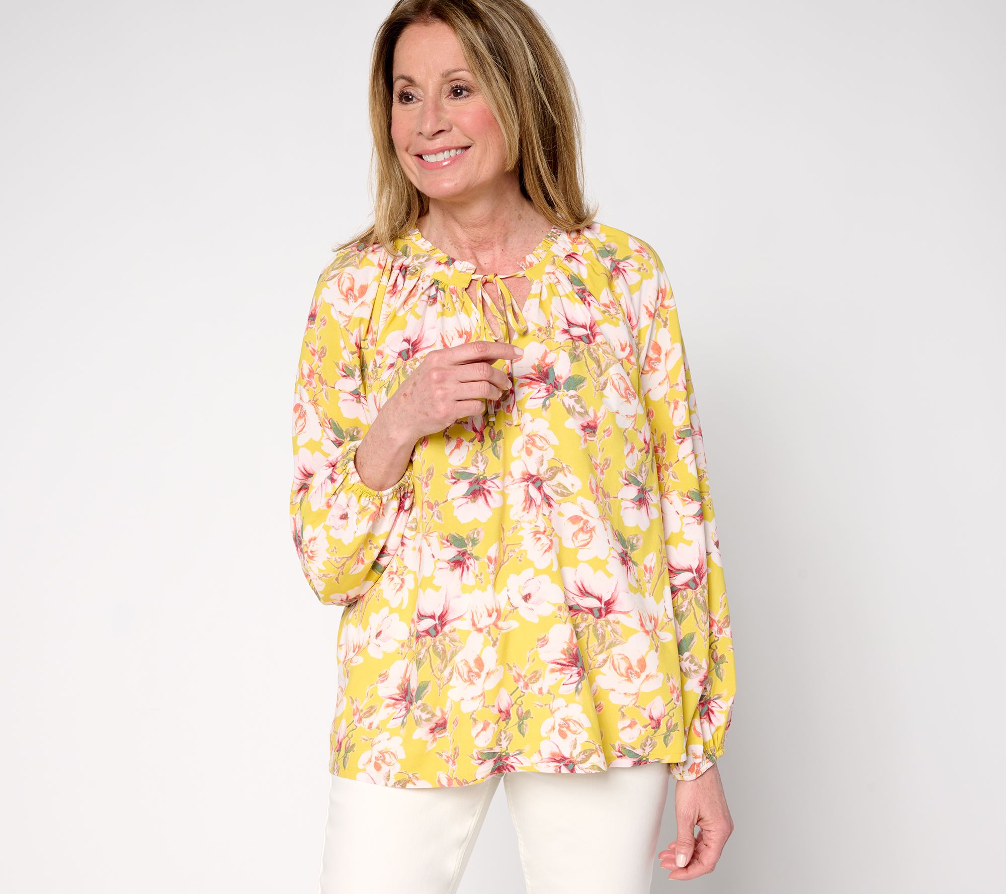 "As Is" Martha Stewart Signature Woven Printed Peasant Blouse
