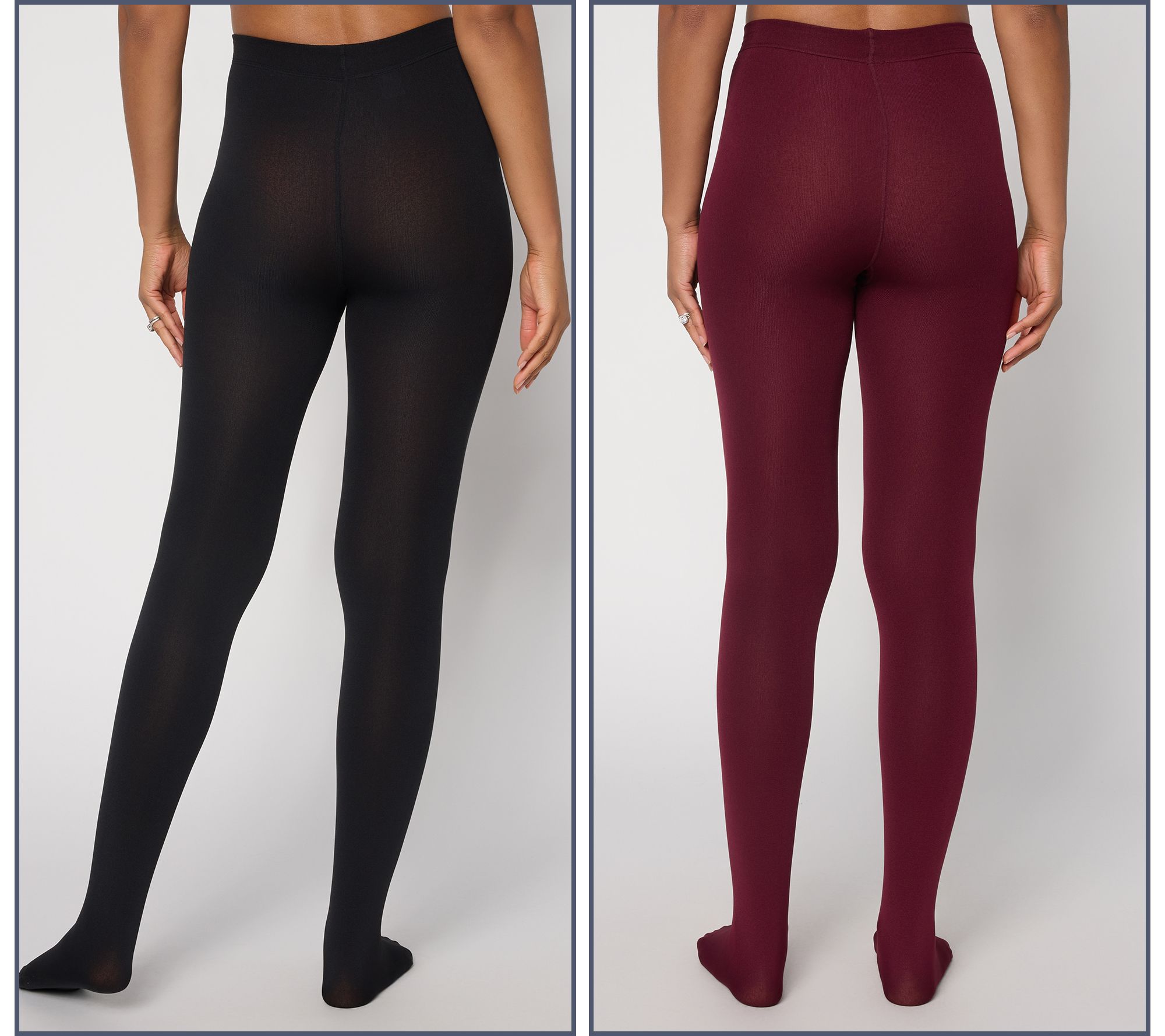 MUK LUKS Set of High Waisted Fleece-Lined Tights