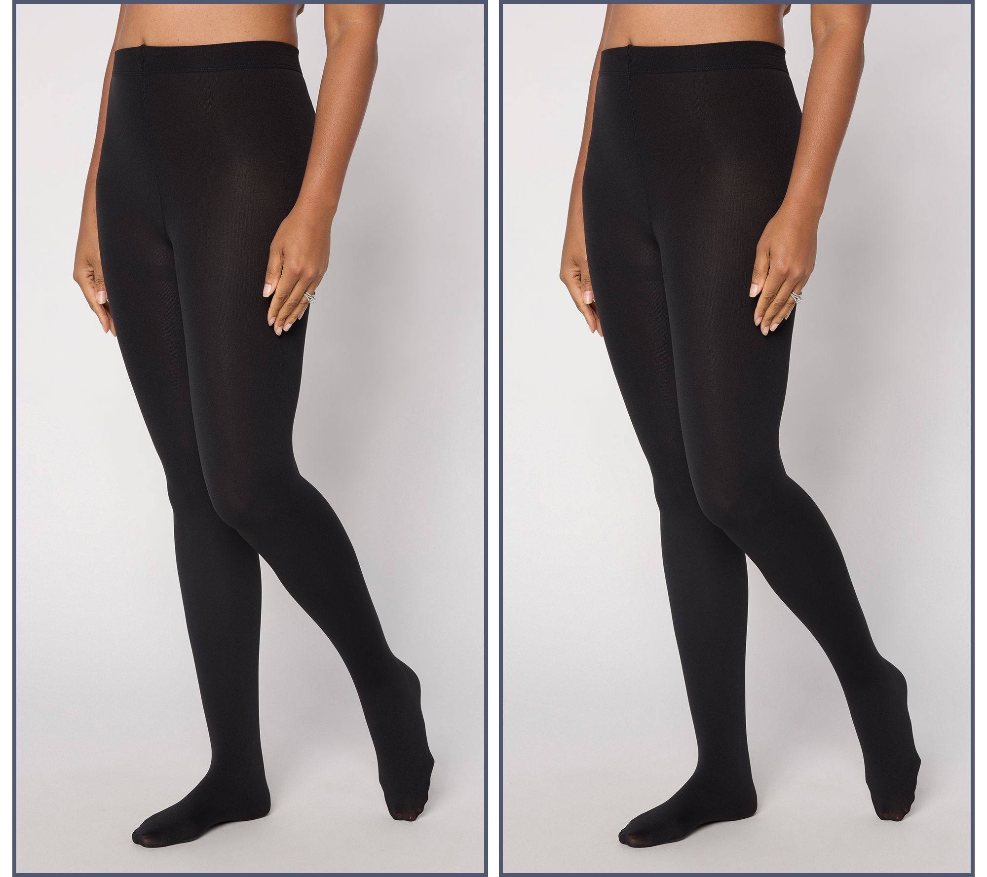 MUK LUKS Set of 2 High Waisted Fleece-Lined Tights