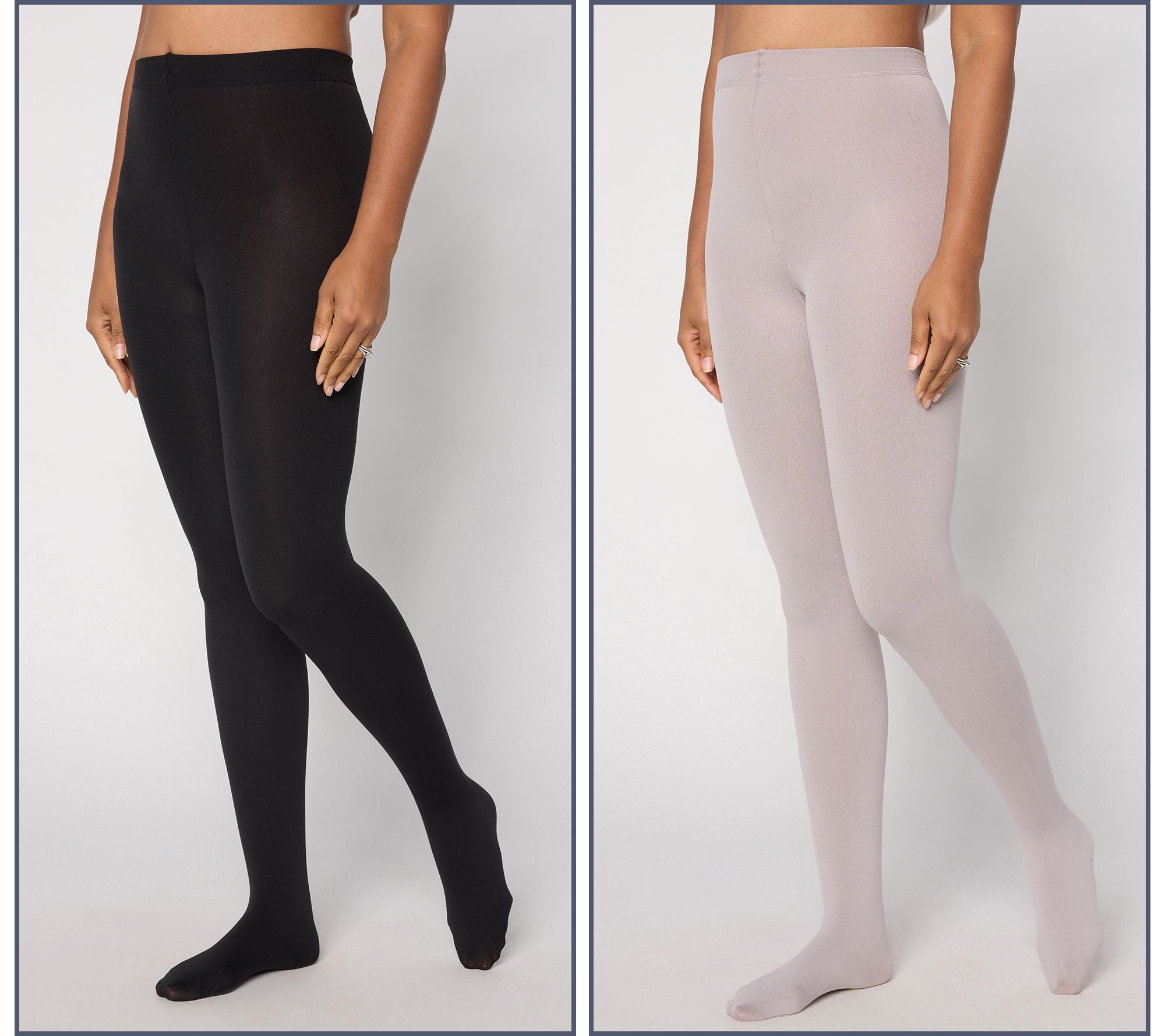 MUK LUKS Set of 2 High Waisted Fleece-Lined Tights