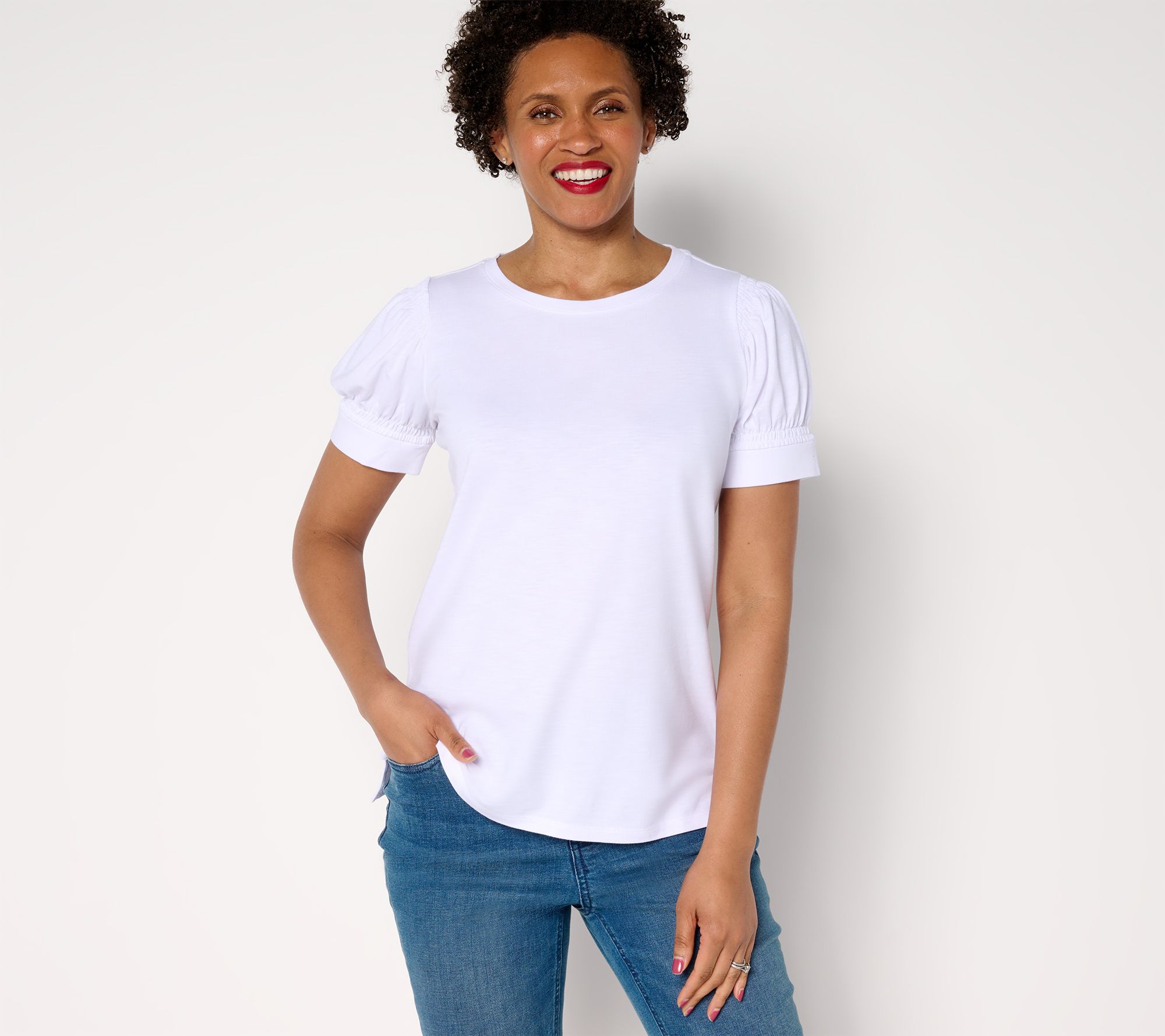 "As Is" Belle Beach by Kim Gravel Double Smocked Sleeve Top