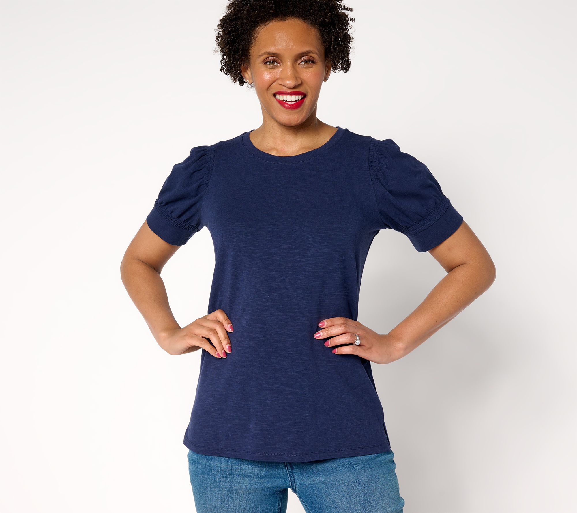 "As Is" Belle Beach by Kim Gravel Double Smocked Sleeve Top