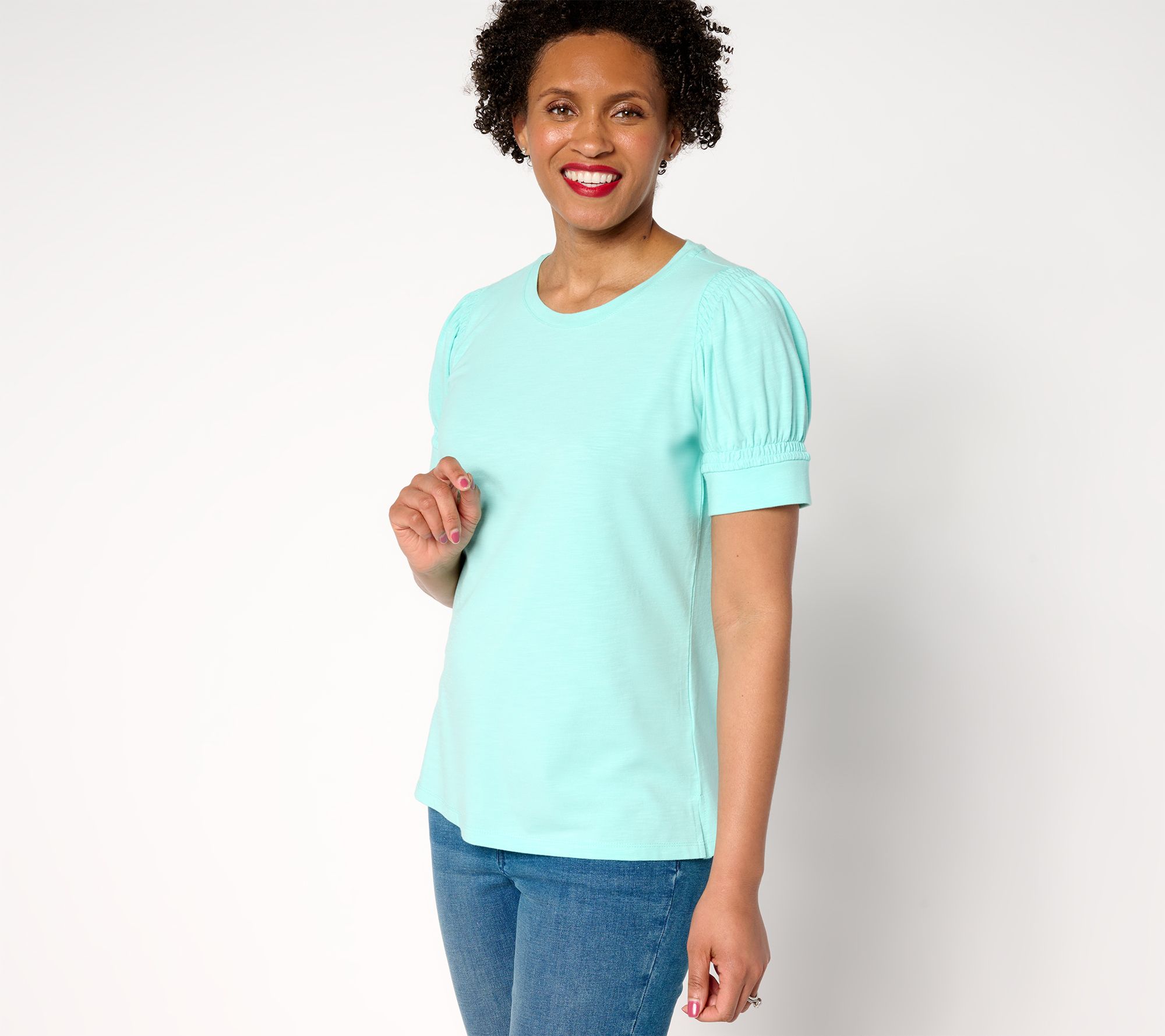 "As Is" Belle Beach by Kim Gravel Double Smocked Sleeve Top