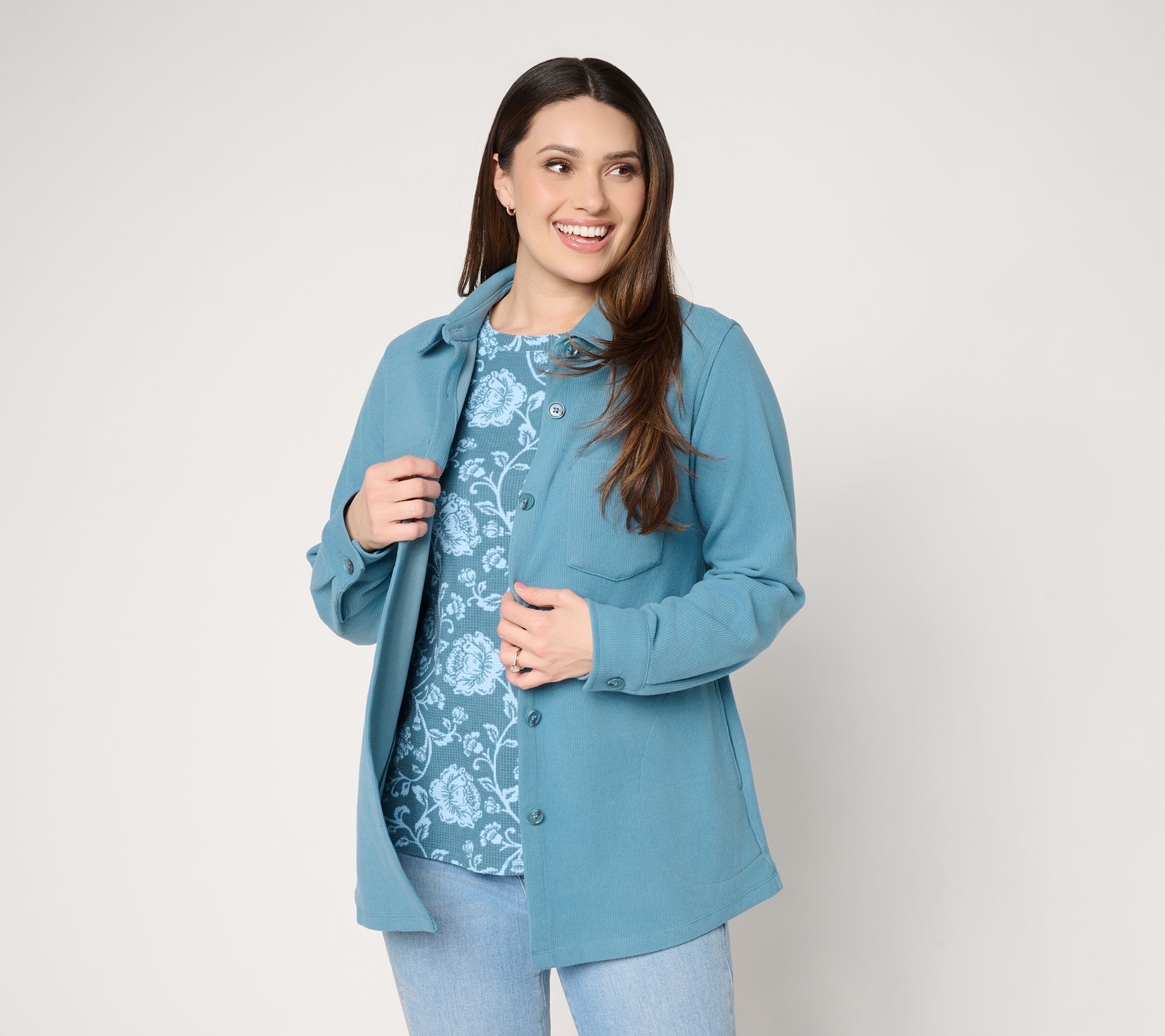 Belle by Kim Gravel Quiet Luxury Knit Corduroy Big Shirt