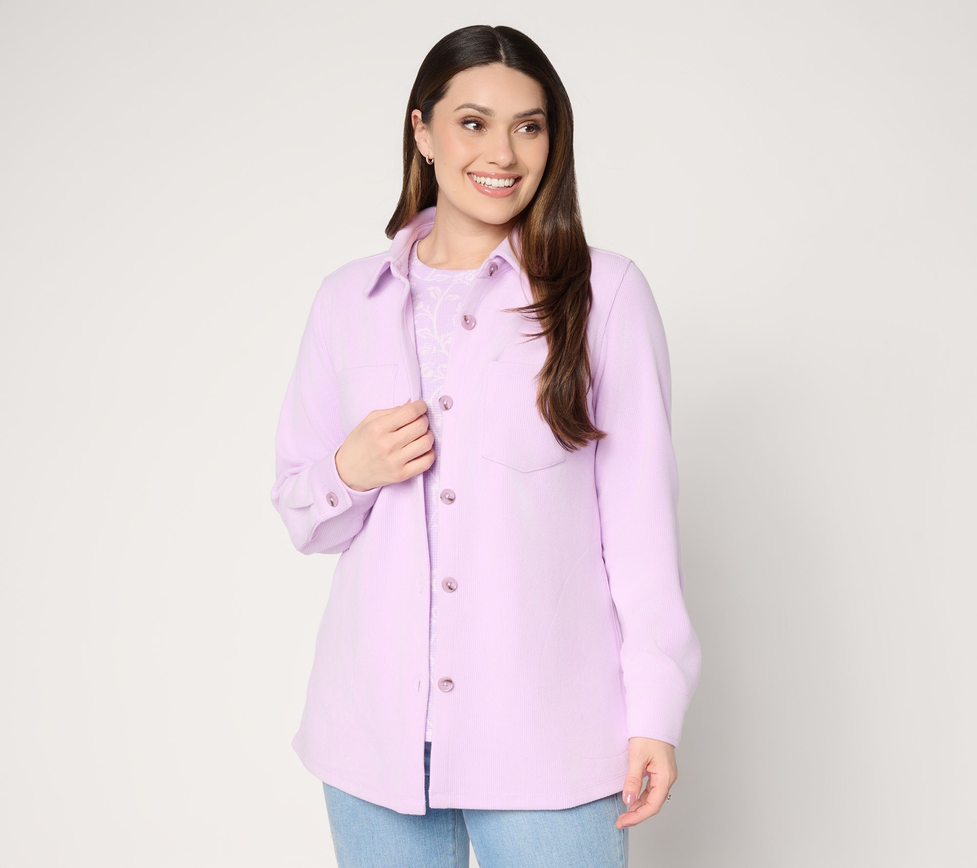 Belle by Kim Gravel Quiet Luxury Knit Corduroy Big Shirt