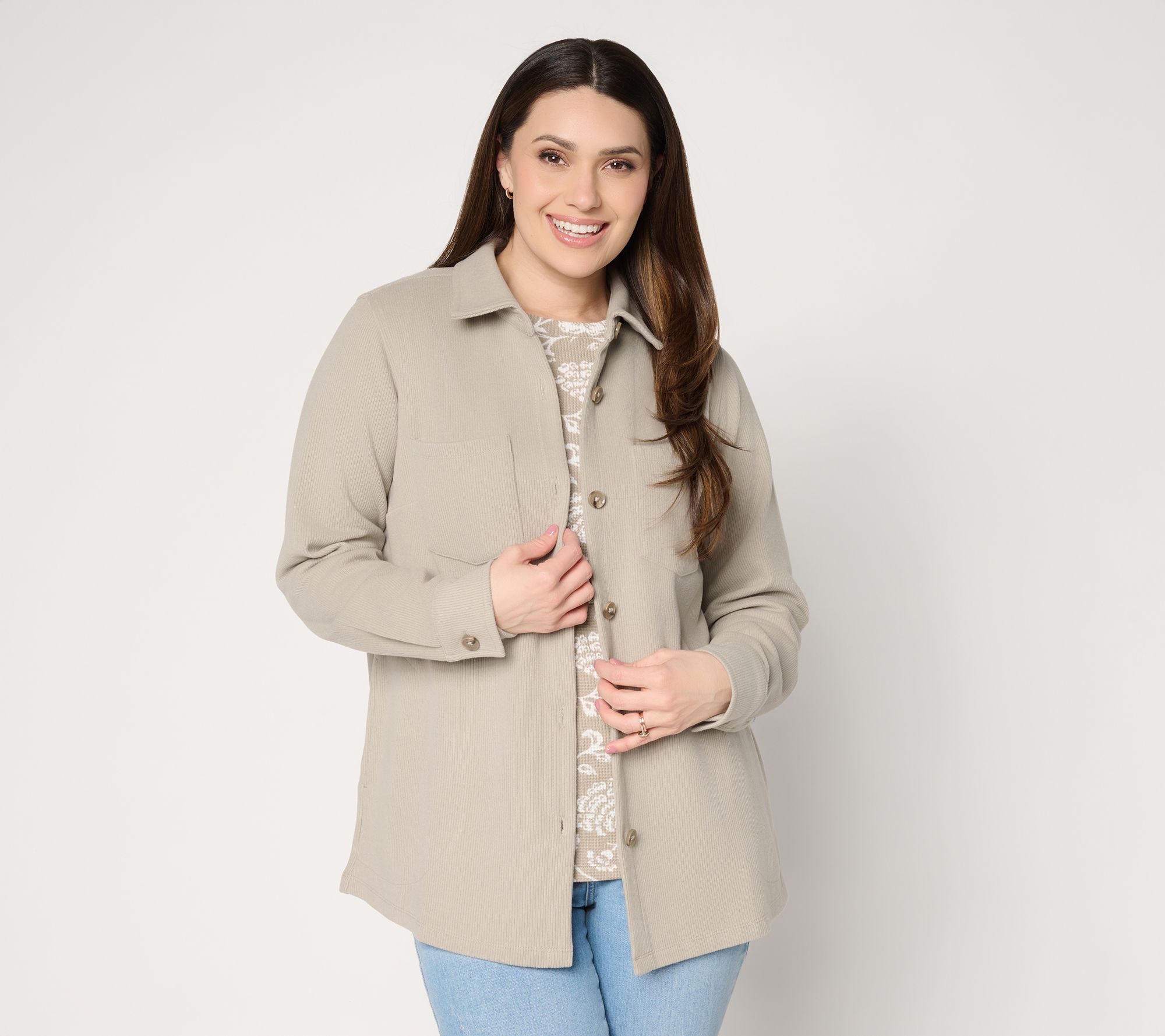 Belle by Kim Gravel Quiet Luxury Knit Corduroy Big Shirt