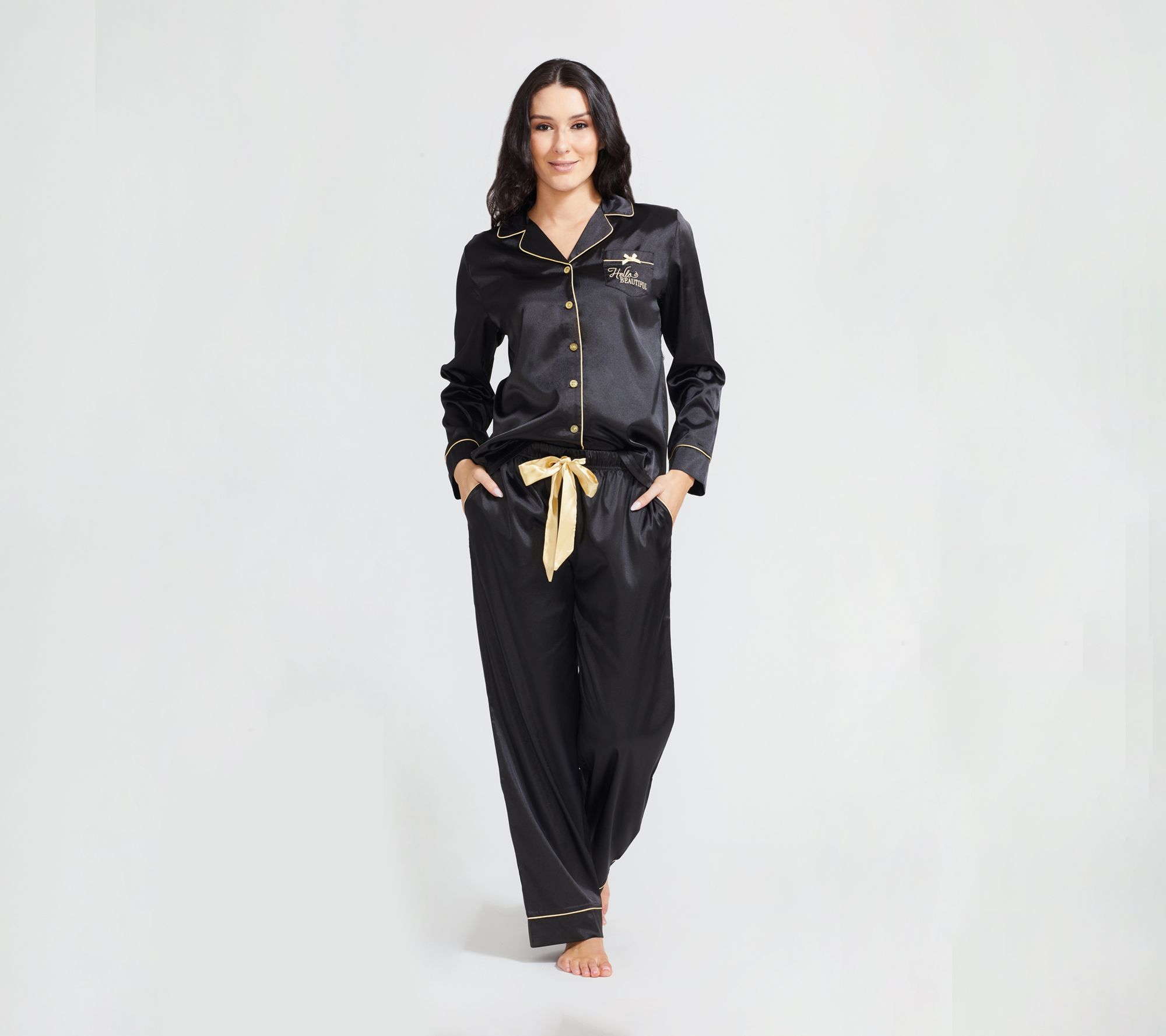 Randy Fenoli Sleepwear Satin Long Sleeve Pajama Set
