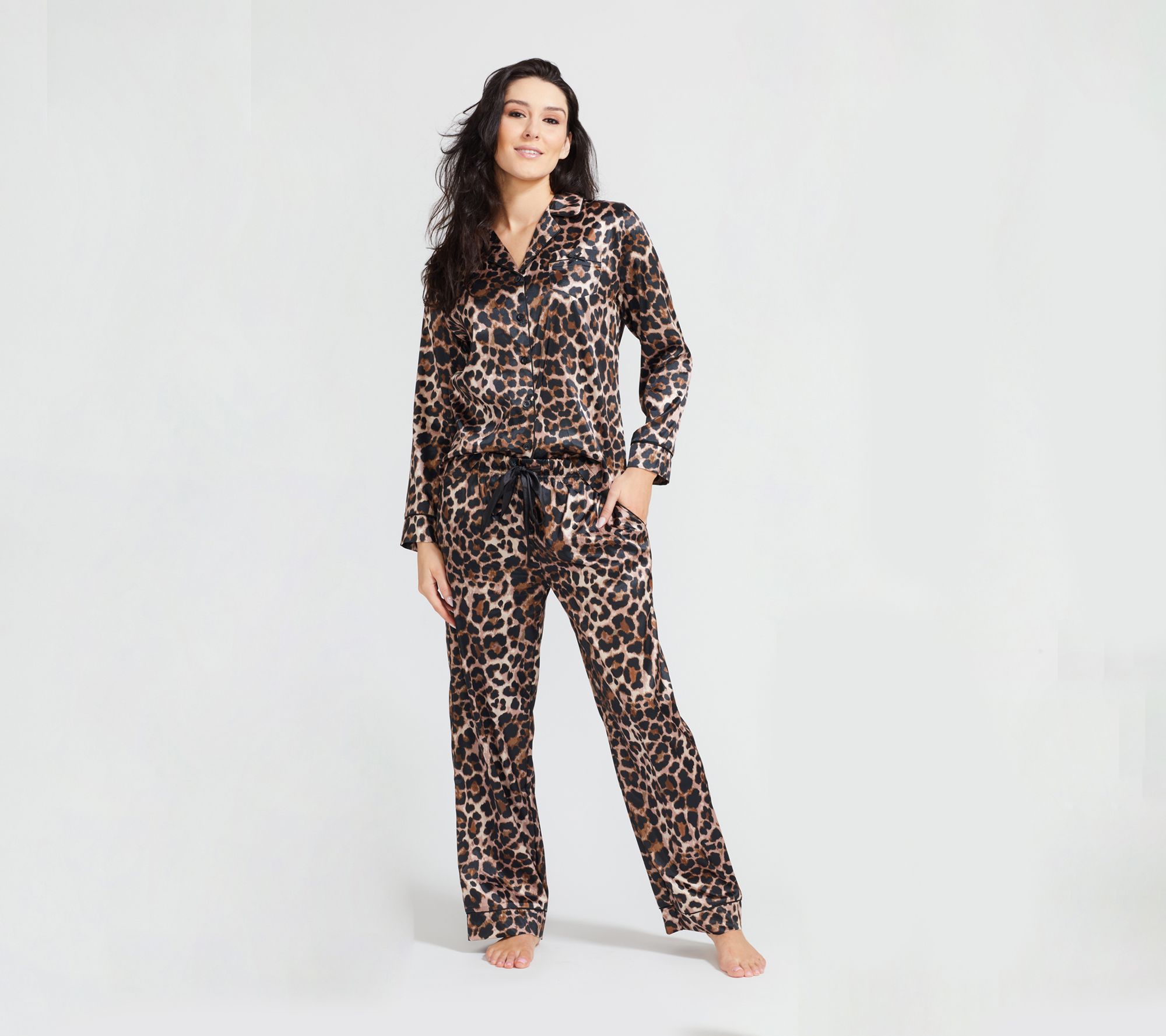 Randy Fenoli Sleepwear Satin Long Sleeve Pajama Set